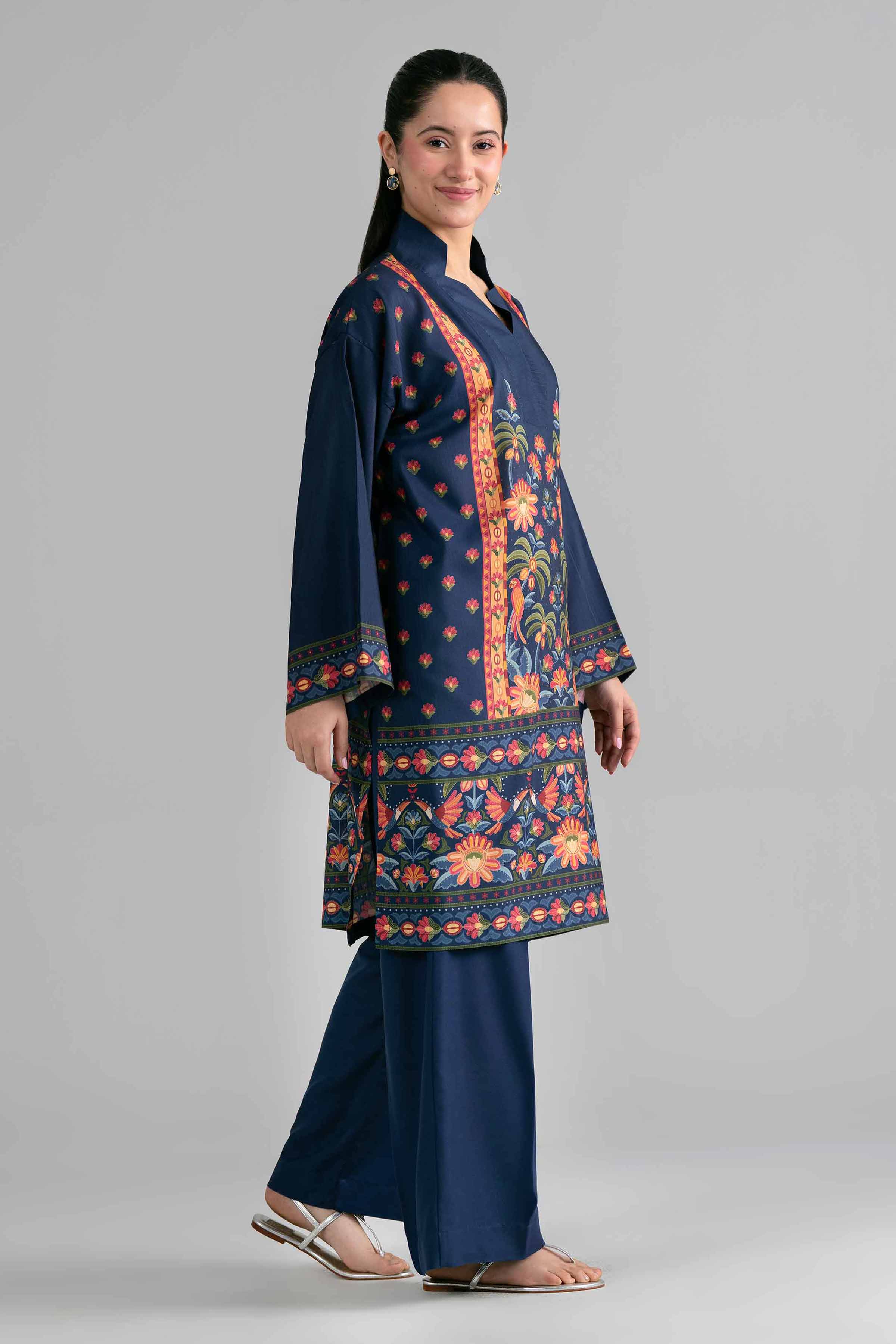 Nishat UK - Blue Printed Linen 2-piece ready to wear Dress