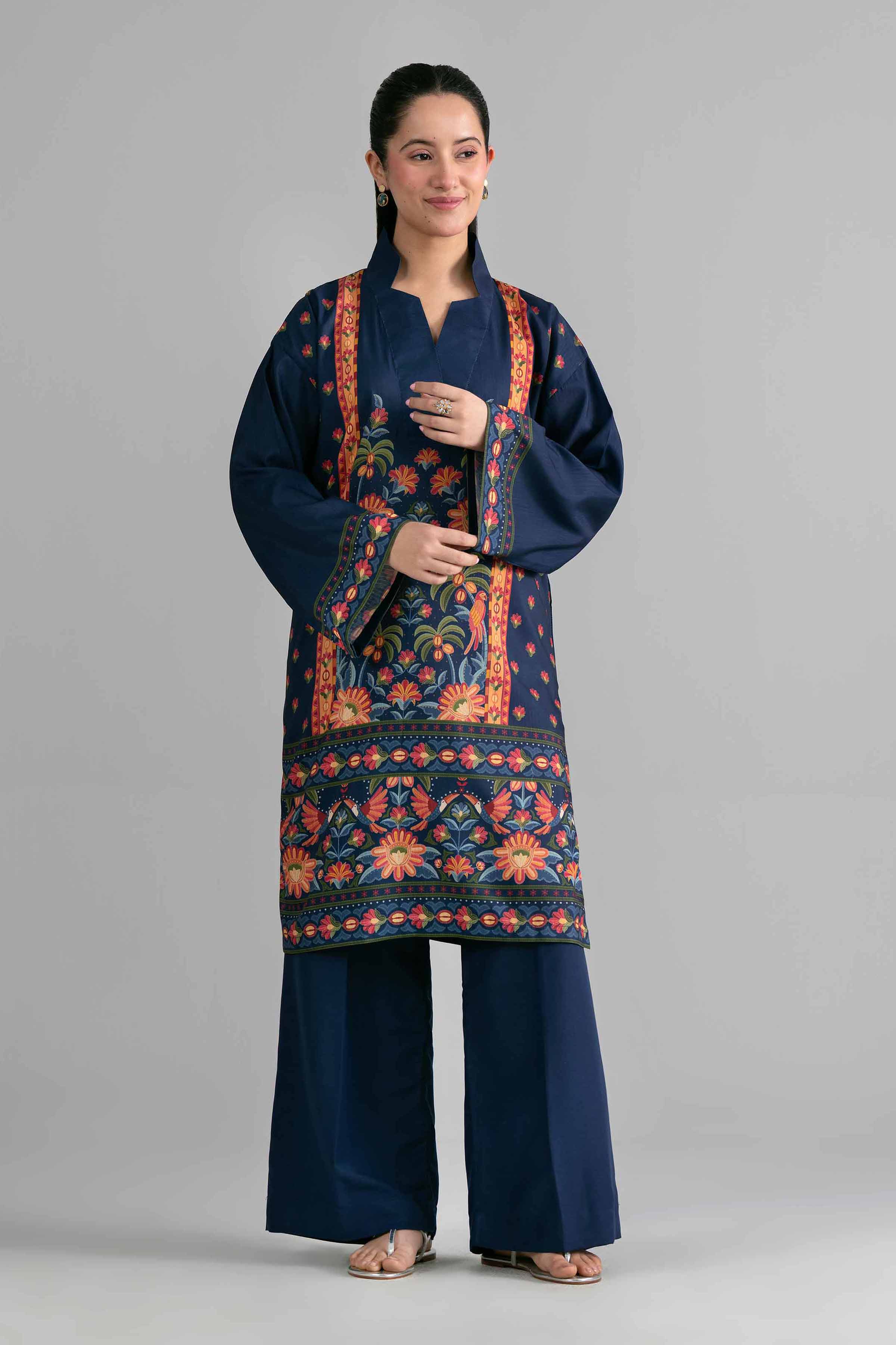 Nishat UK - Blue Printed Linen 2-piece ready to wear Dress