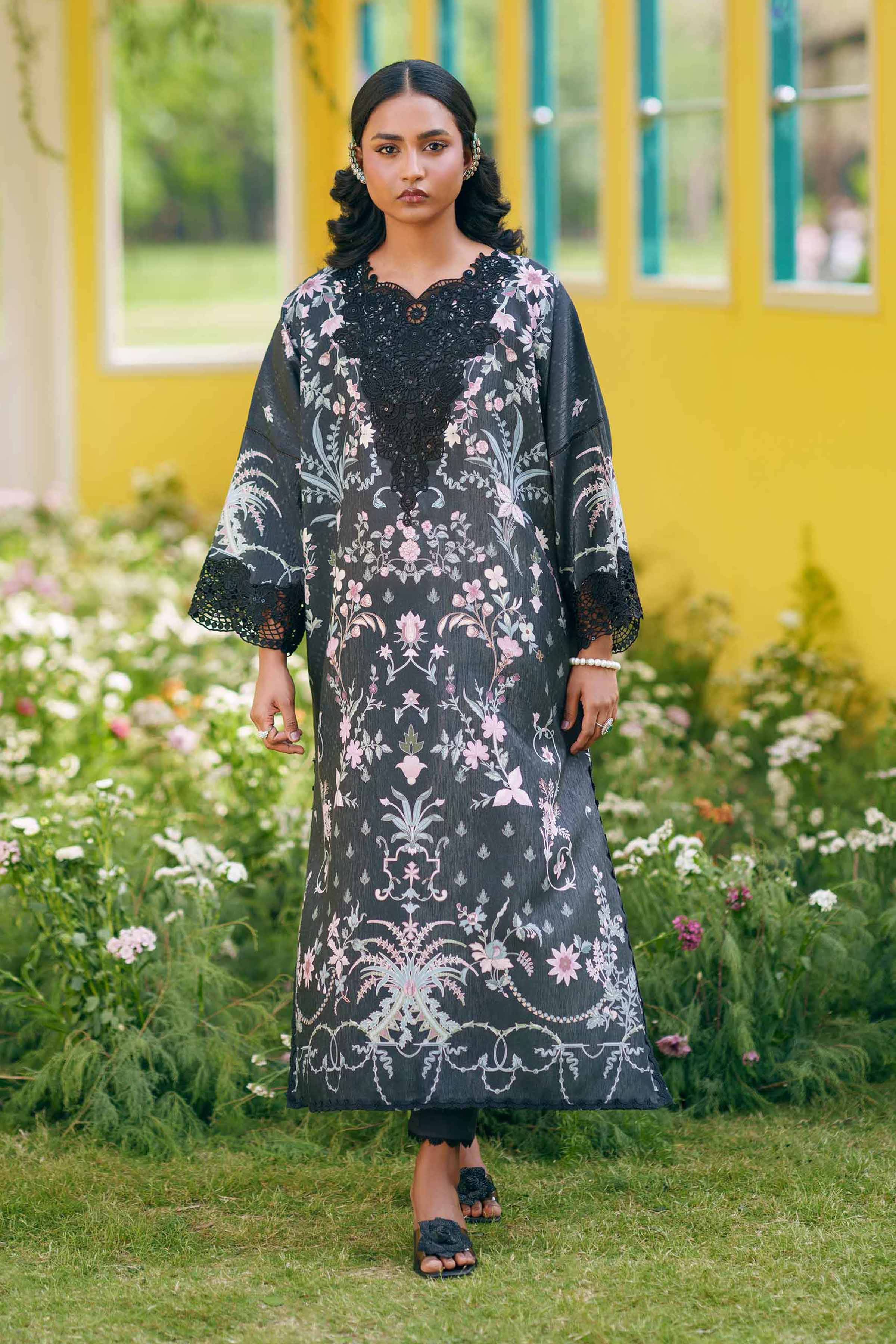 Nishat UK - Black Embroidered Fancy Base 2 Pieces Ready To Wear Dress