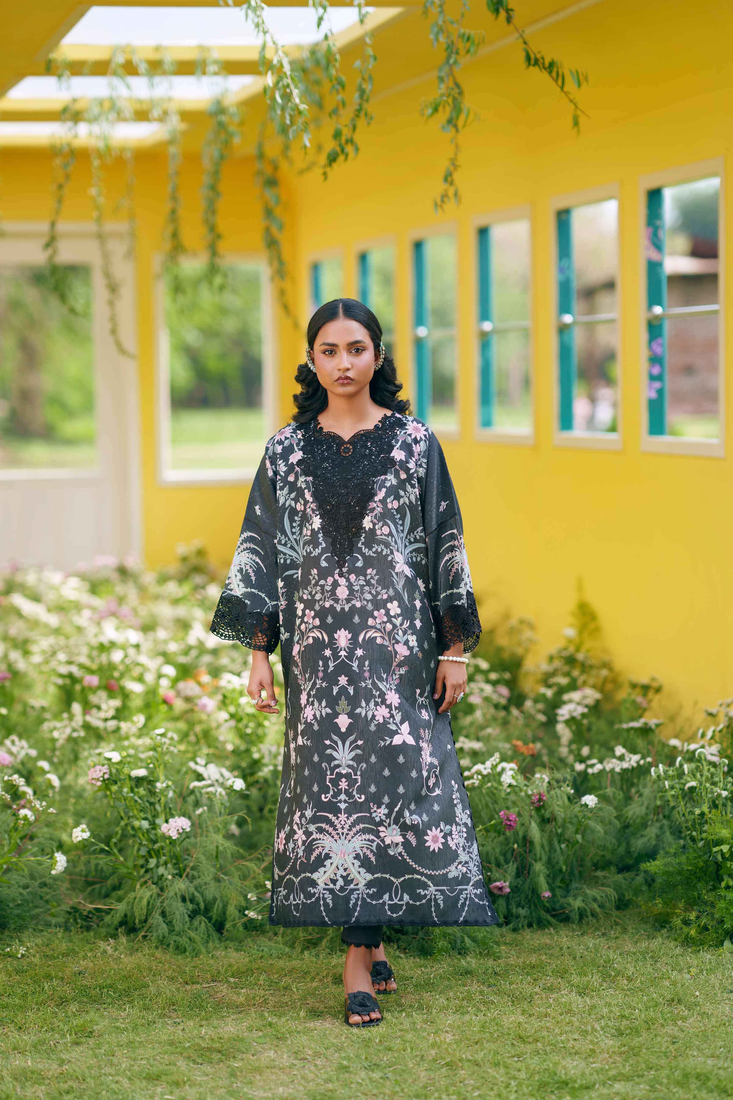 Nishat UK - Black Embroidered Fancy Base 2 Pieces Ready To Wear Dress