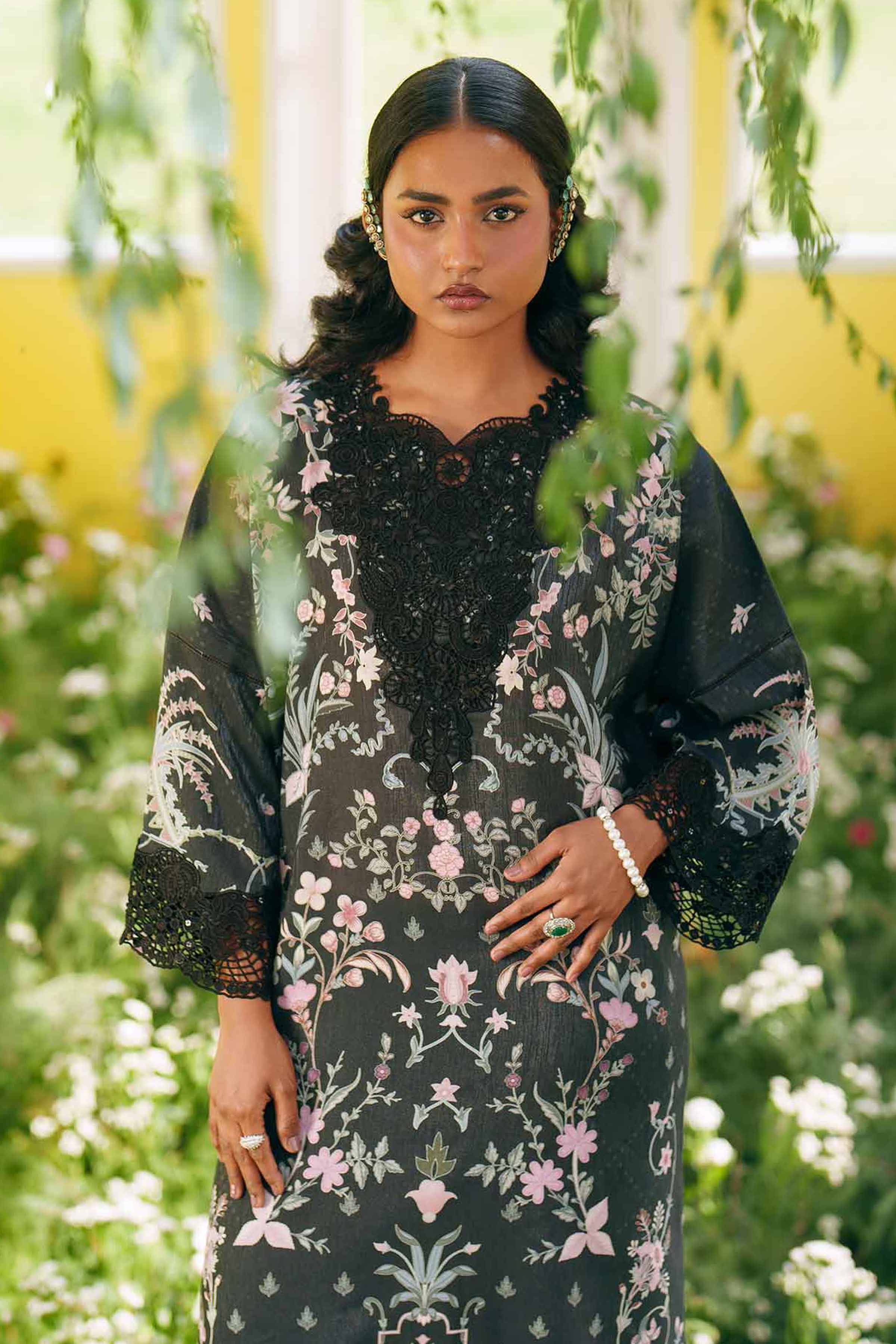 Nishat UK - Black Embroidered Fancy Base 2 Pieces Ready To Wear Dress