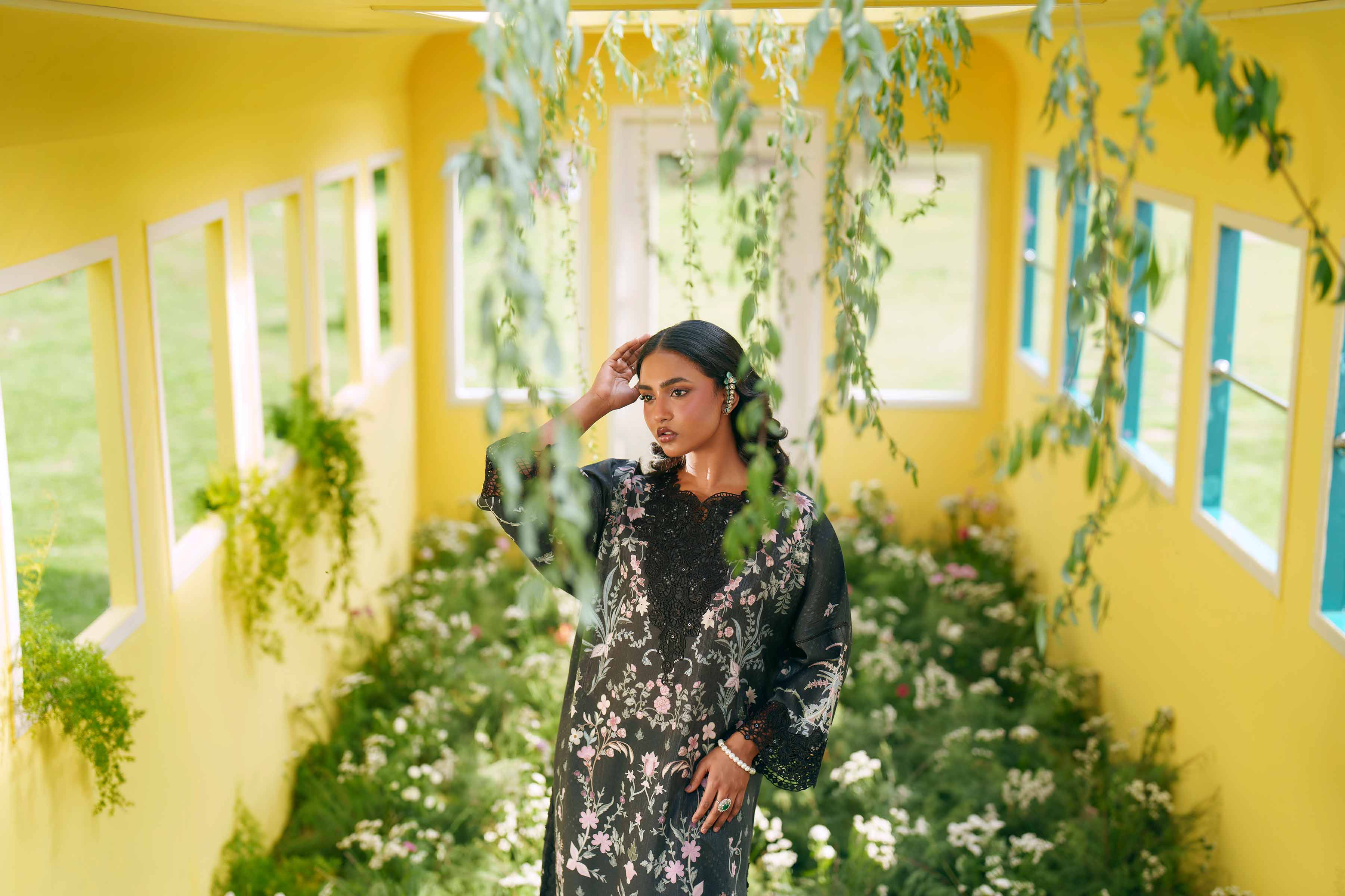Nishat UK - Black Embroidered Fancy Base 2 Pieces Ready To Wear Dress