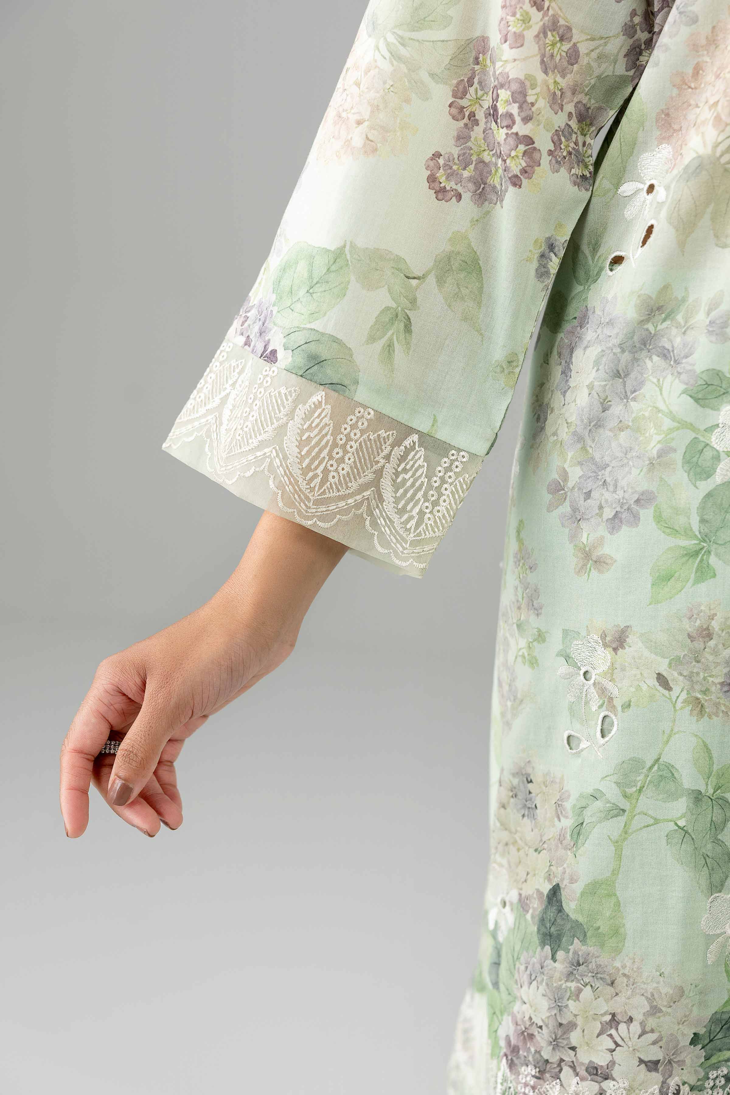 Nishat UK - Green Embroidered Lawn 3-piece ready to wear Suit