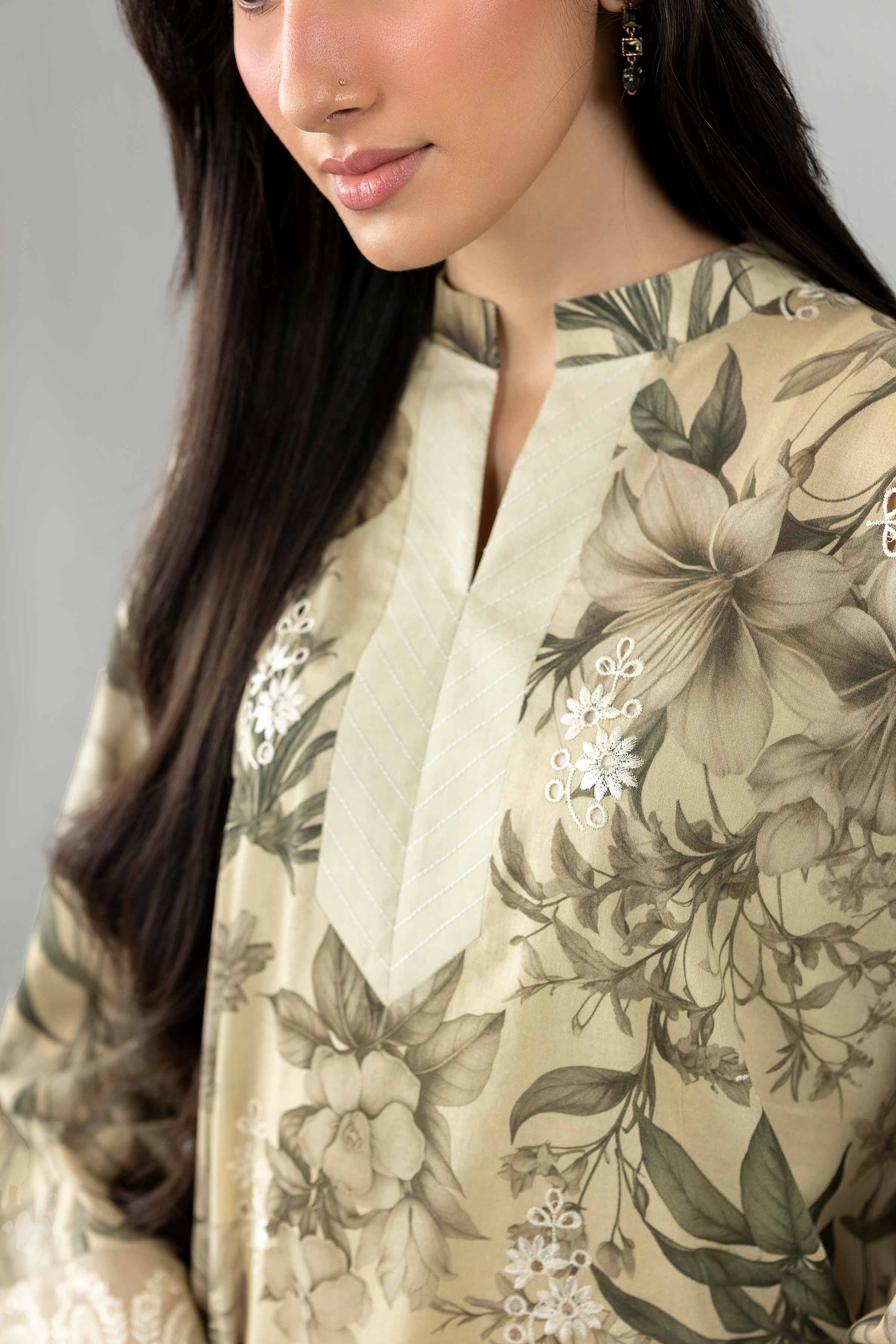 Nishat UK - Beige Embroidered Lawn 3-piece ready to wear Suit