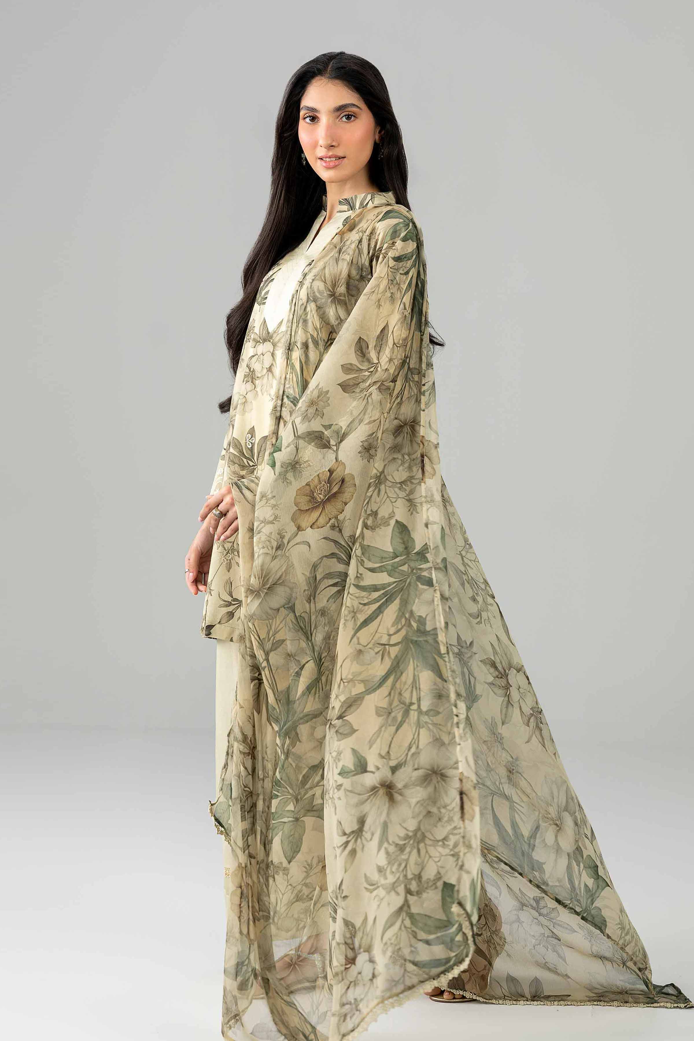 Nishat UK - Beige Embroidered Lawn 3-piece ready to wear Suit