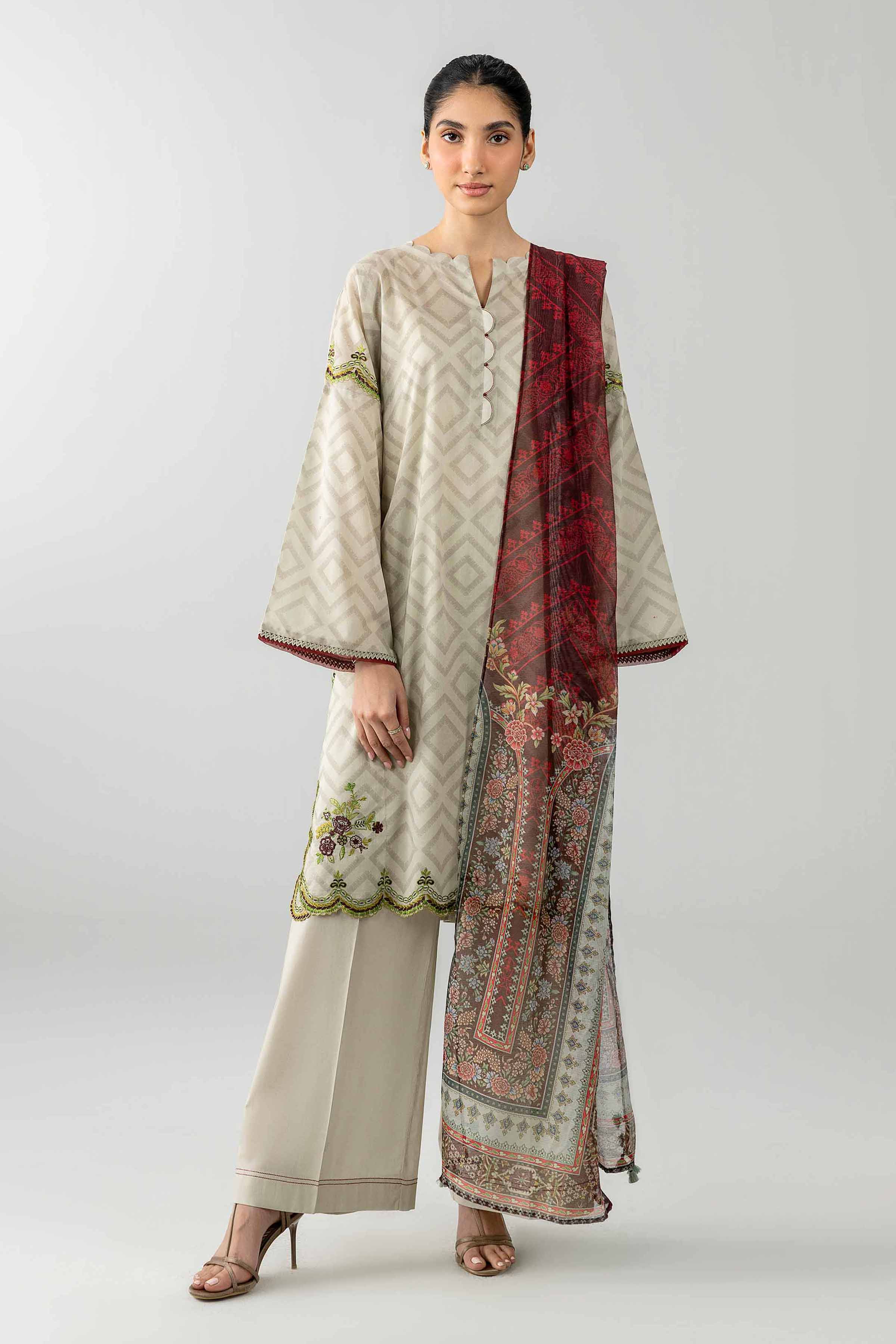 Nishat UK - Green Embroidered Lawn 3-piece ready to wear Suit