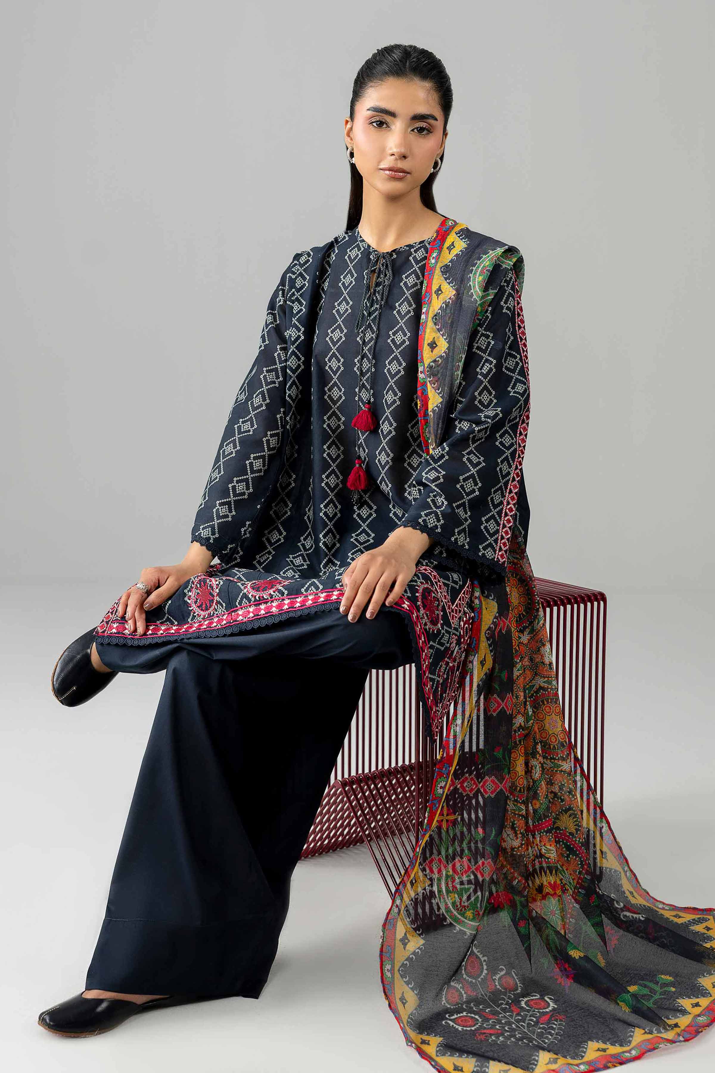 Nishat UK - Blue Embroidered Lawn 3 Piece ready to wear Suit