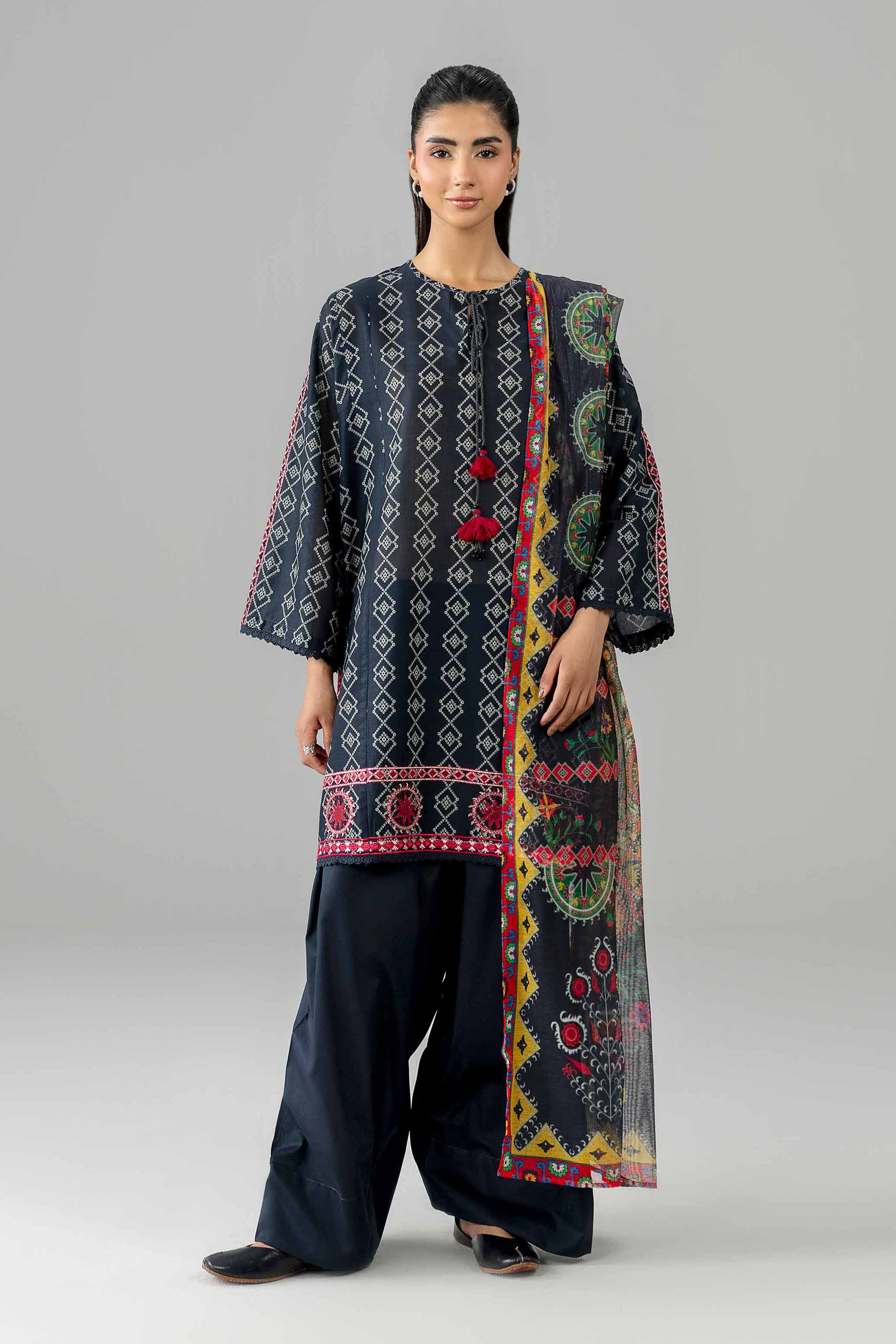 Nishat UK - Blue Embroidered Lawn 3 Piece ready to wear Suit