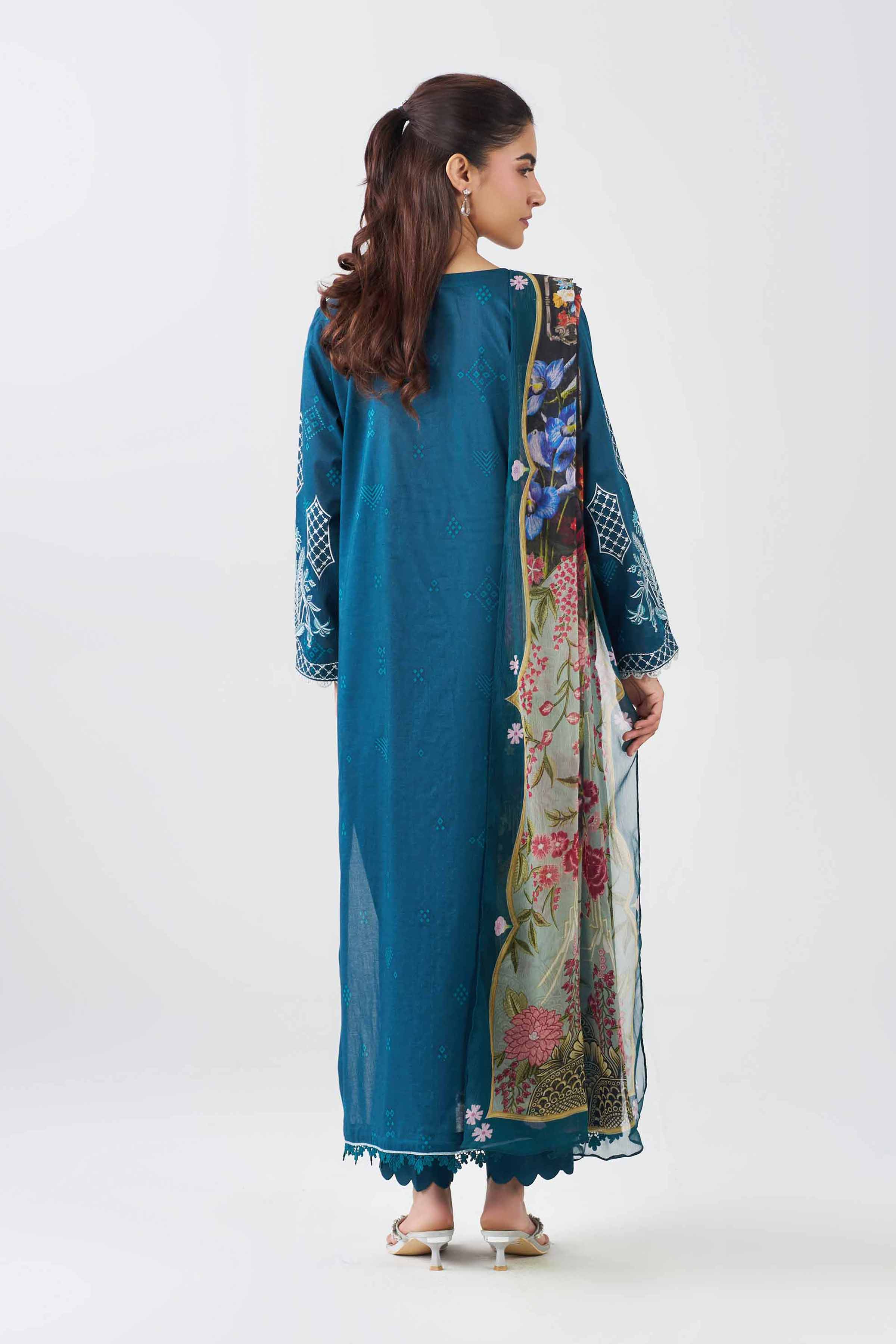 Nishat UK - Blue Embroidered Lawn 3 Pieces ready to wear Suit