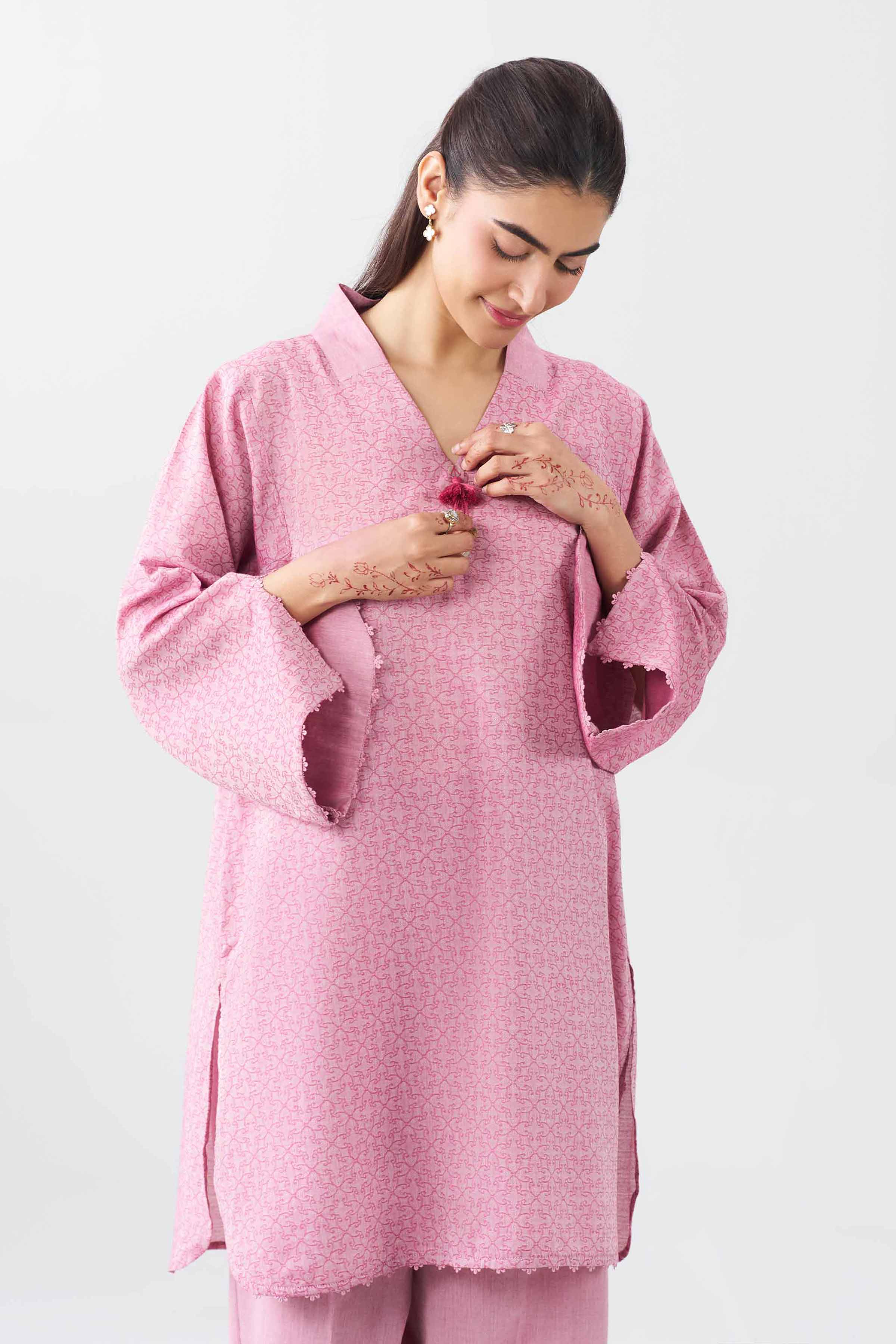 Nishat UK - Pink Printed Jacquard 2 Pieces ready to wear Dress