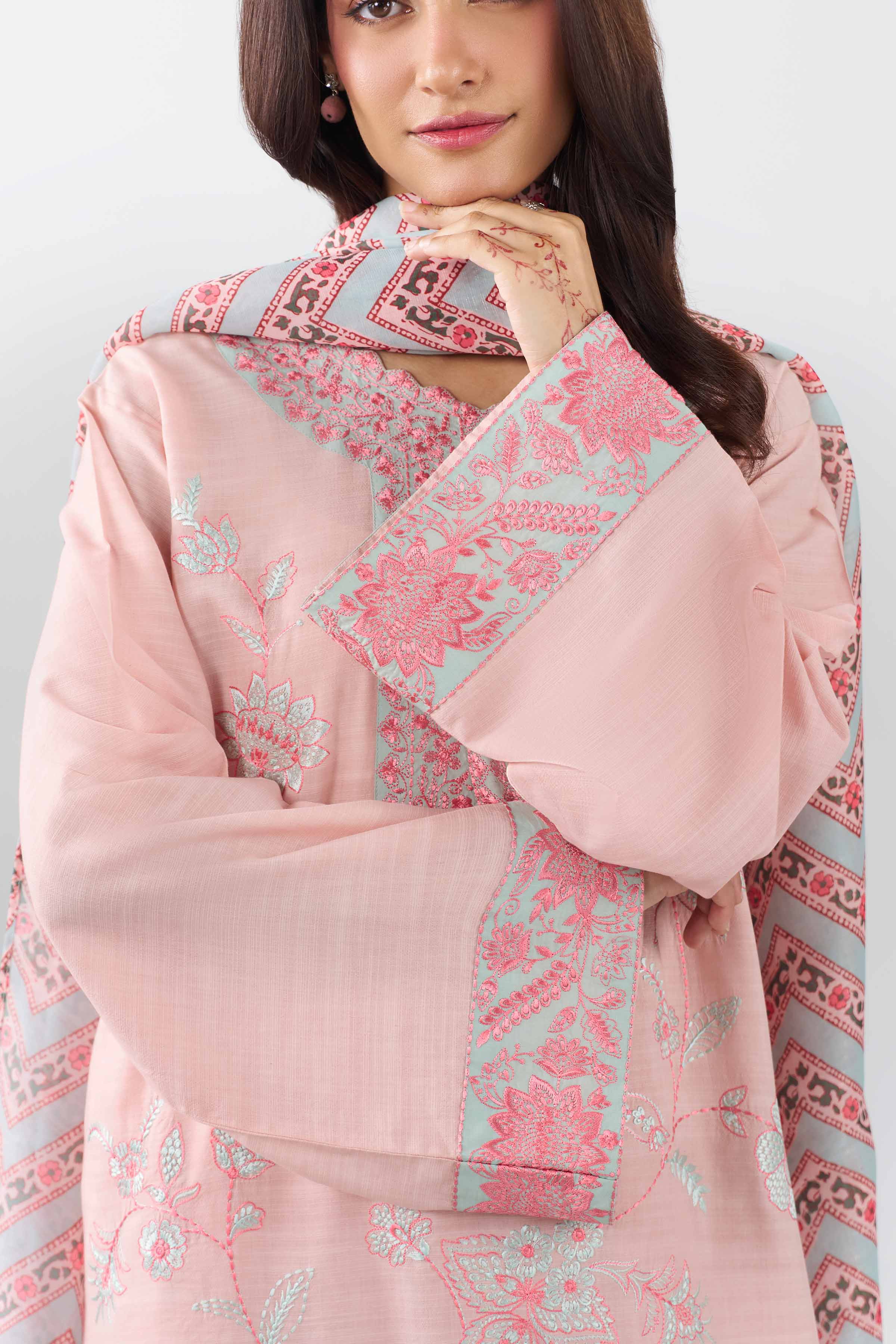 Nishat UK - Pink Embroidered Jacquard 3 Pieces ready to wear Suit
