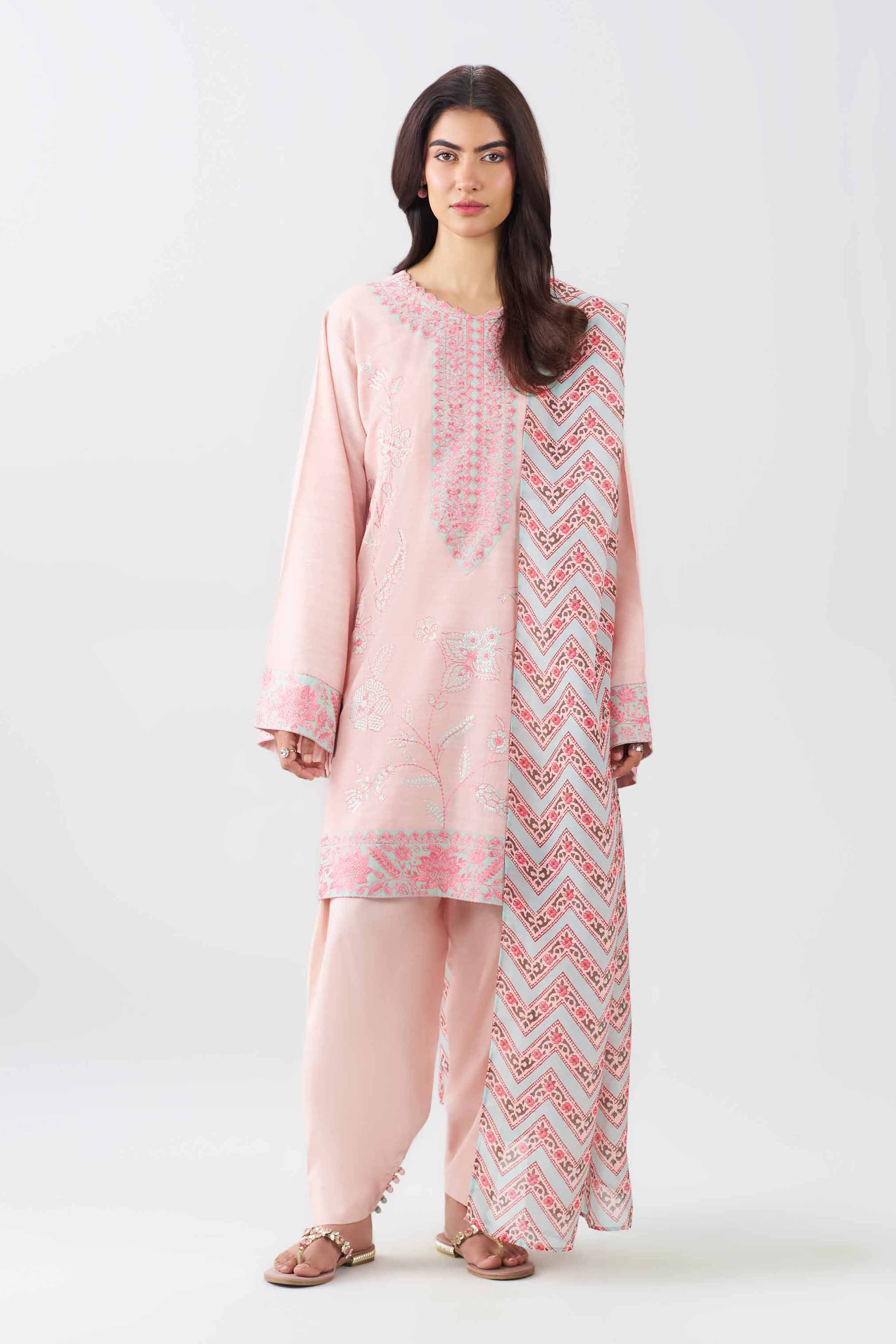 Nishat UK - Pink Embroidered Jacquard 3 Pieces ready to wear Suit