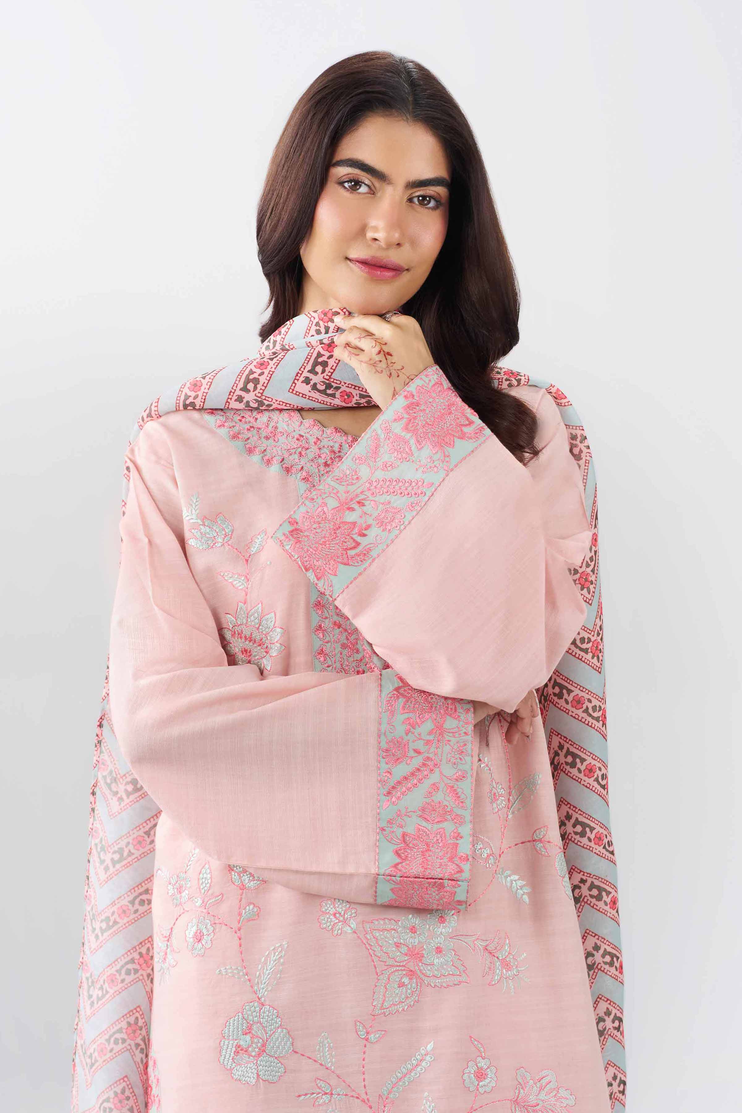 Nishat UK - Pink Embroidered Jacquard 3 Pieces ready to wear Suit