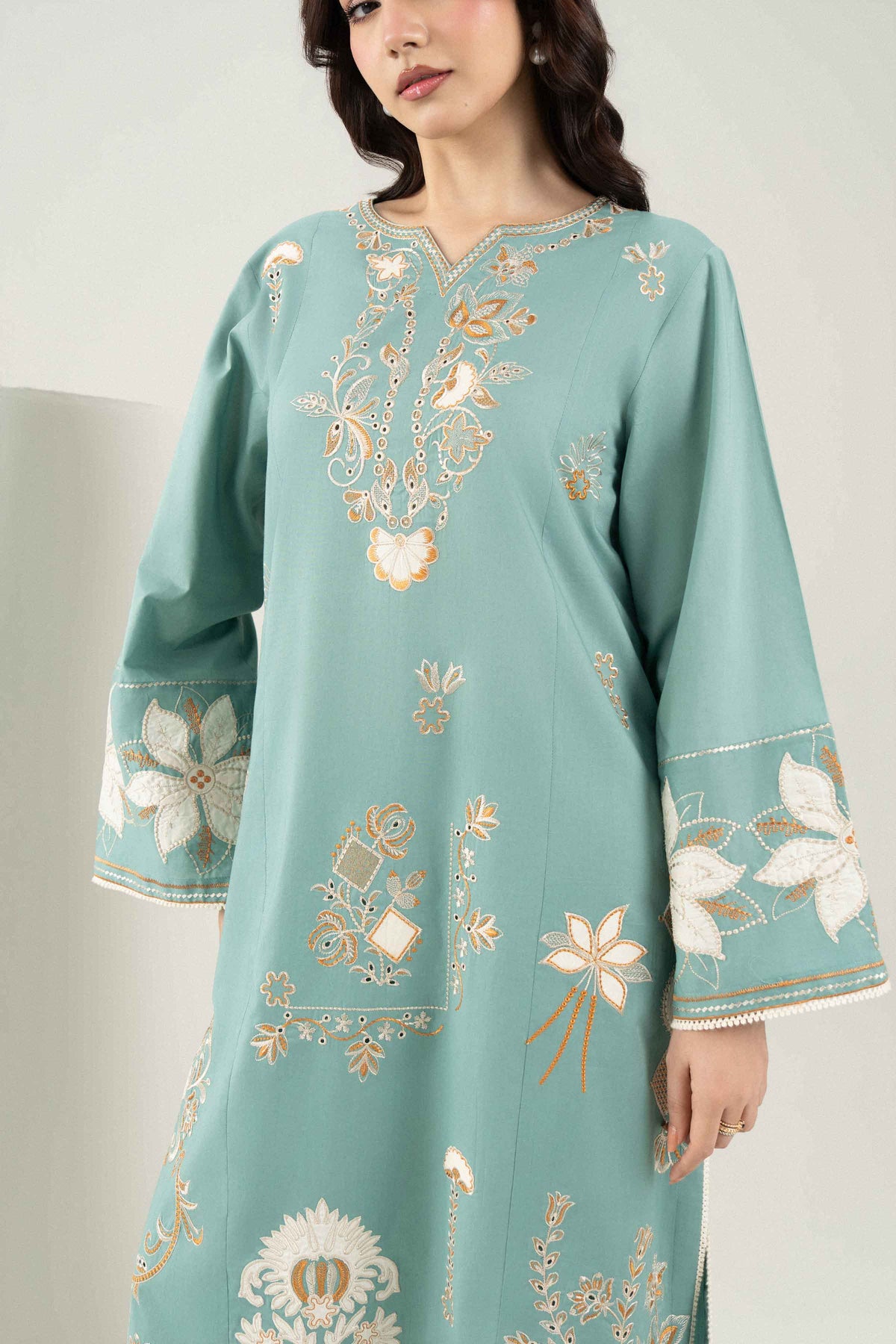 Nishat UK - Blue Embroidered Cambric 3 Pieces ready to wear Suit
