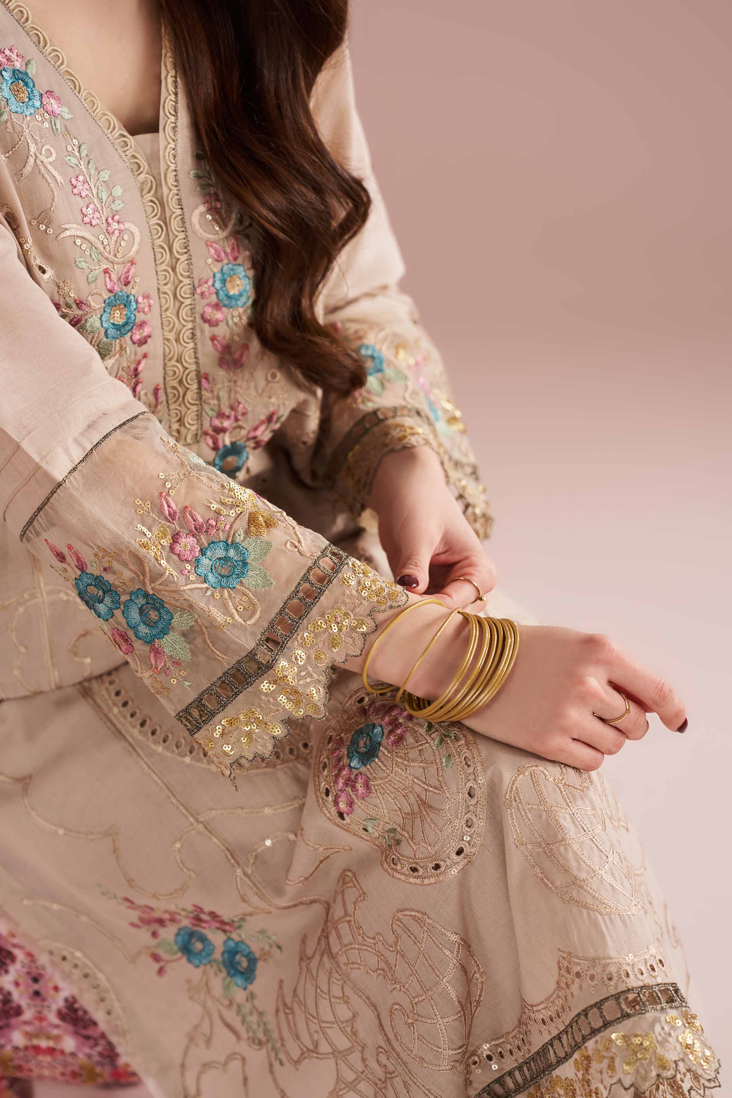 NishatUK - Beige Embroidered  Linen 2-piece ready to wear Dress