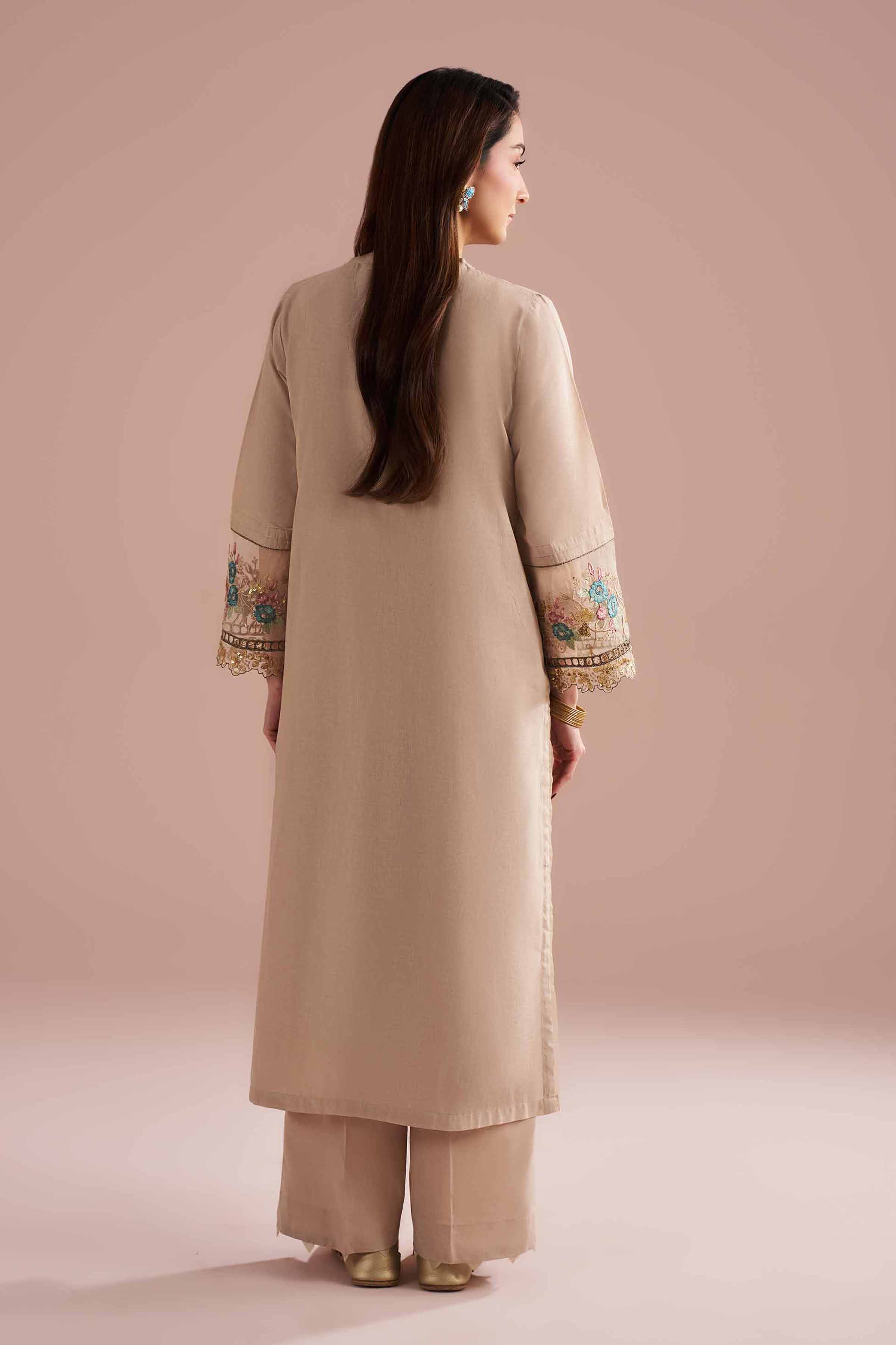 NishatUK - Beige Embroidered  Linen 2-piece ready to wear Dress