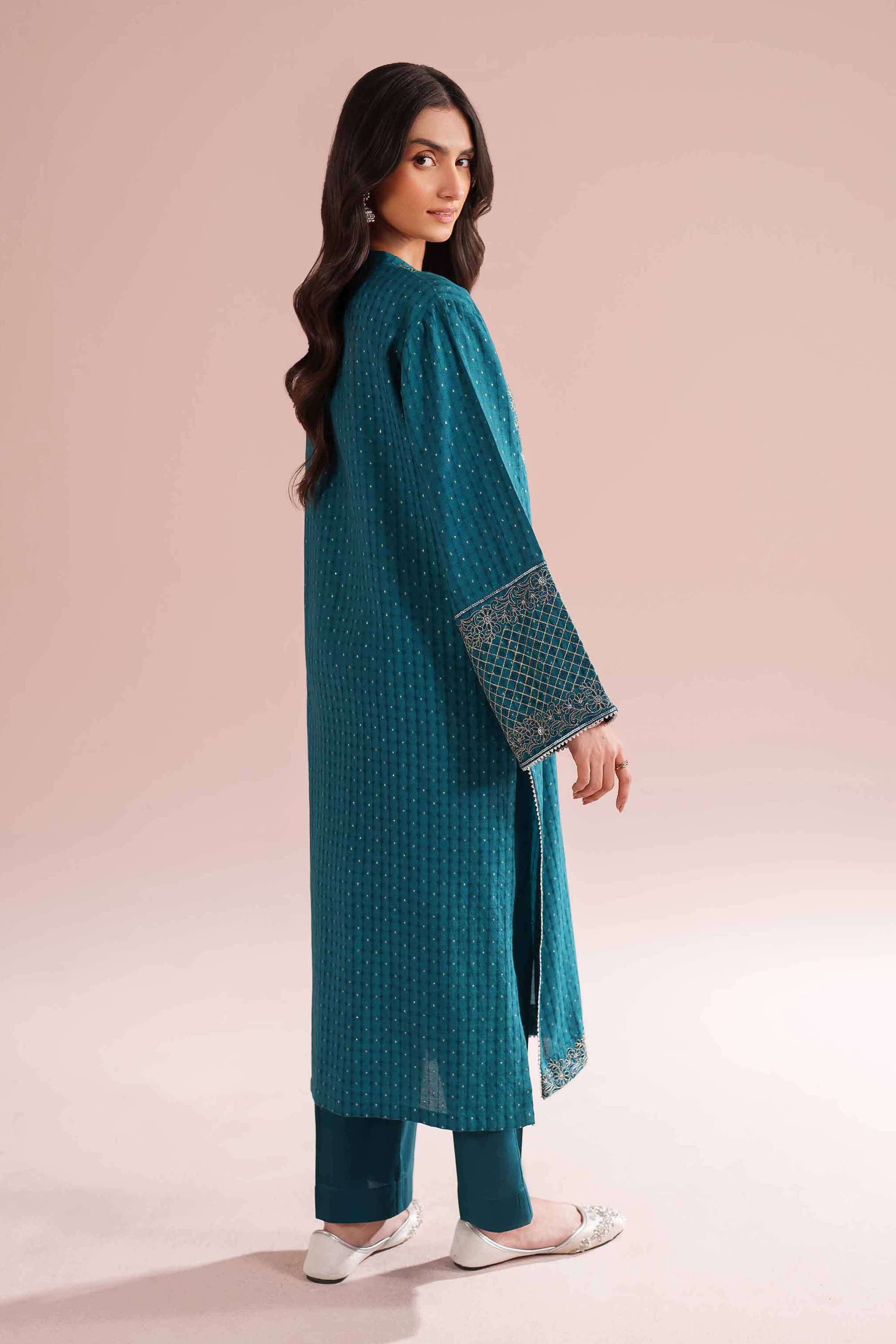 NishatUK - Green Embroidered Lurex Dyed 2-piece ready to wear Dress