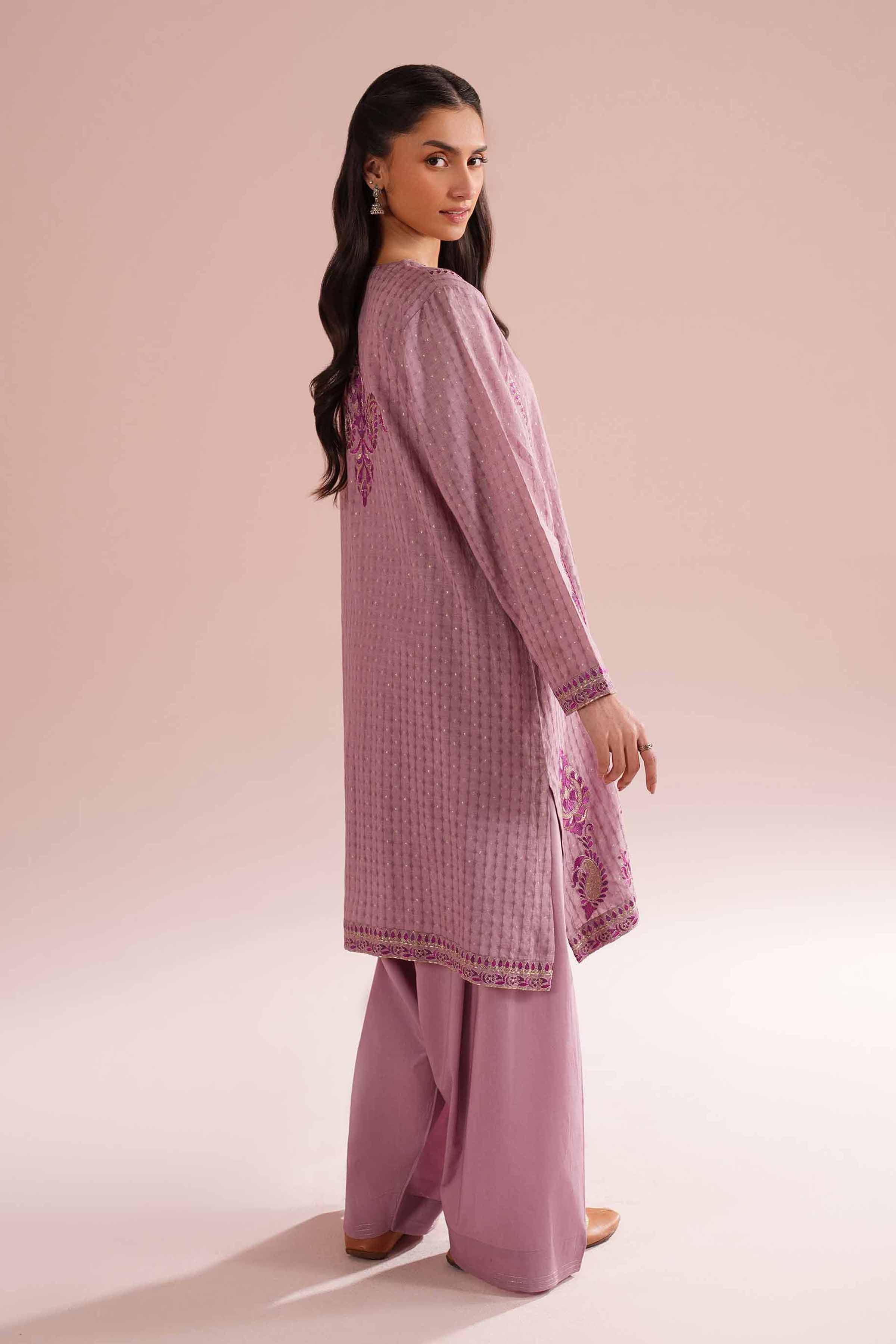 NishatUK - Purple Embroidered Lurex Dyed 2-piece ready to wear Dress