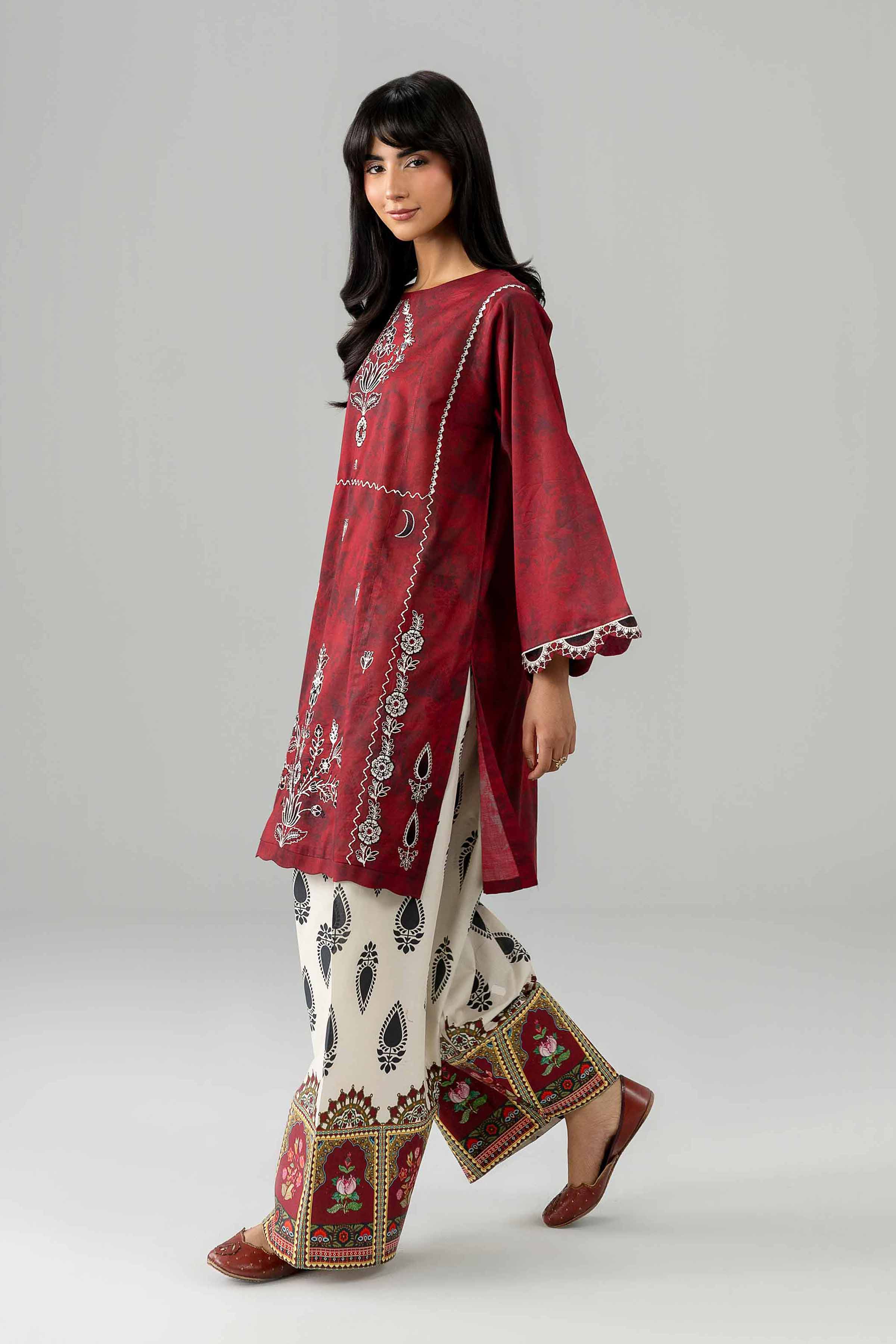 Nishat UK - Red Embroidered Lawn 2 Pieces Ready To Wear Dress