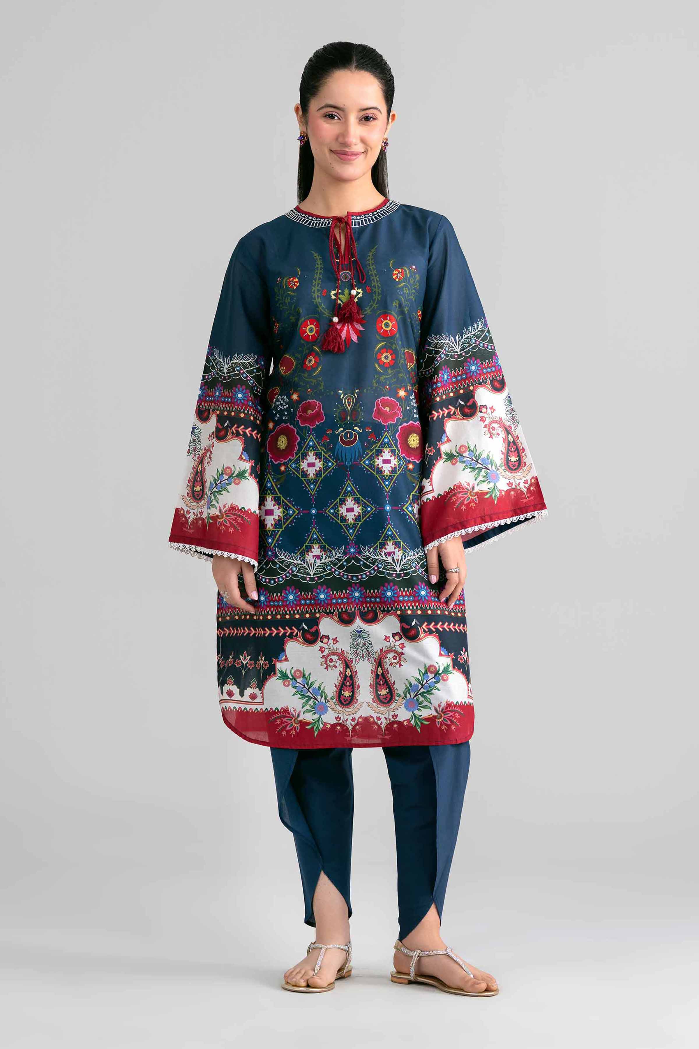 Nishat UK - Blue Embroidered Lawn 2 Piece ready to wear Dress