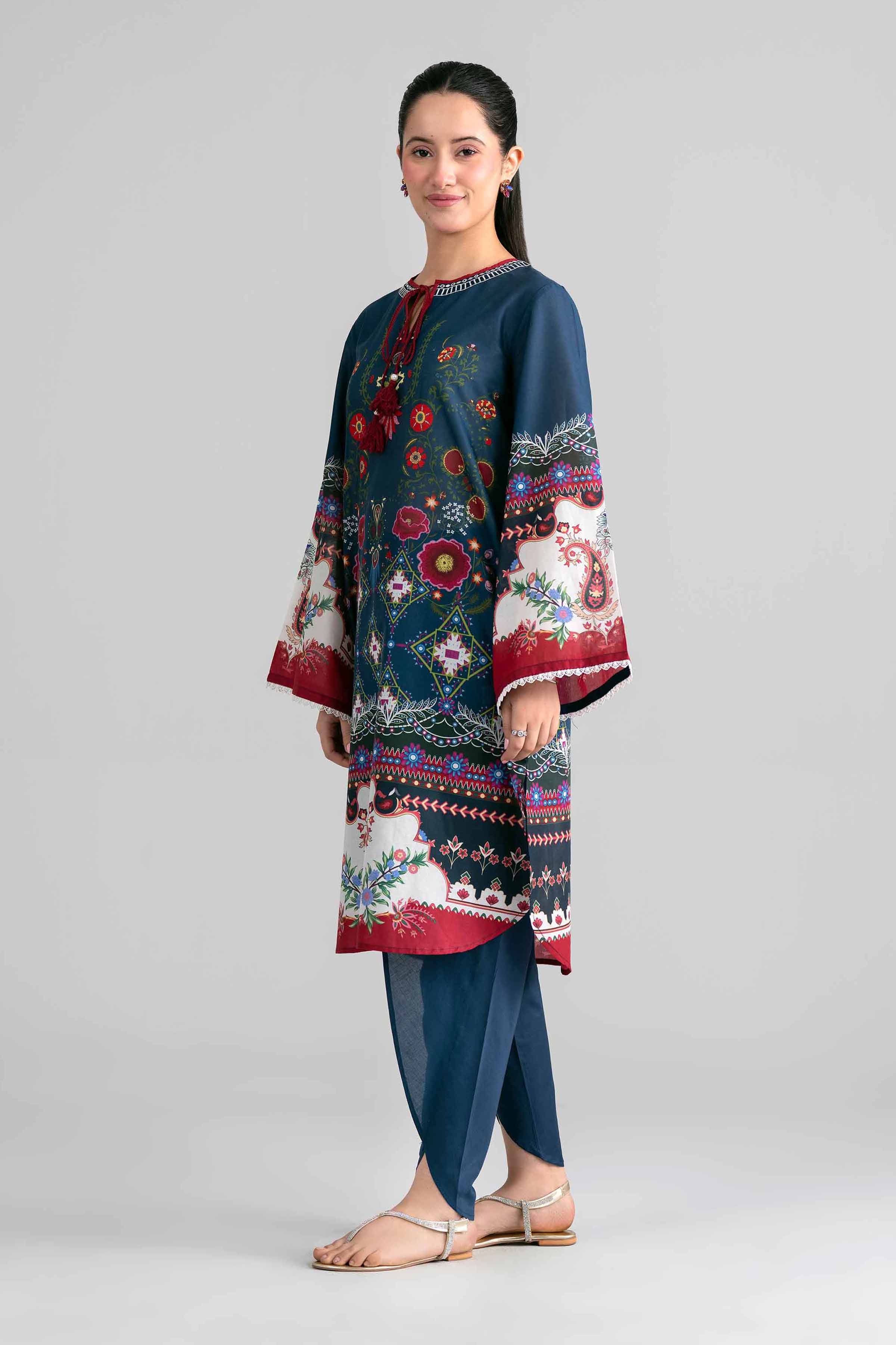Nishat UK - Blue Embroidered Lawn 2 Piece ready to wear Dress