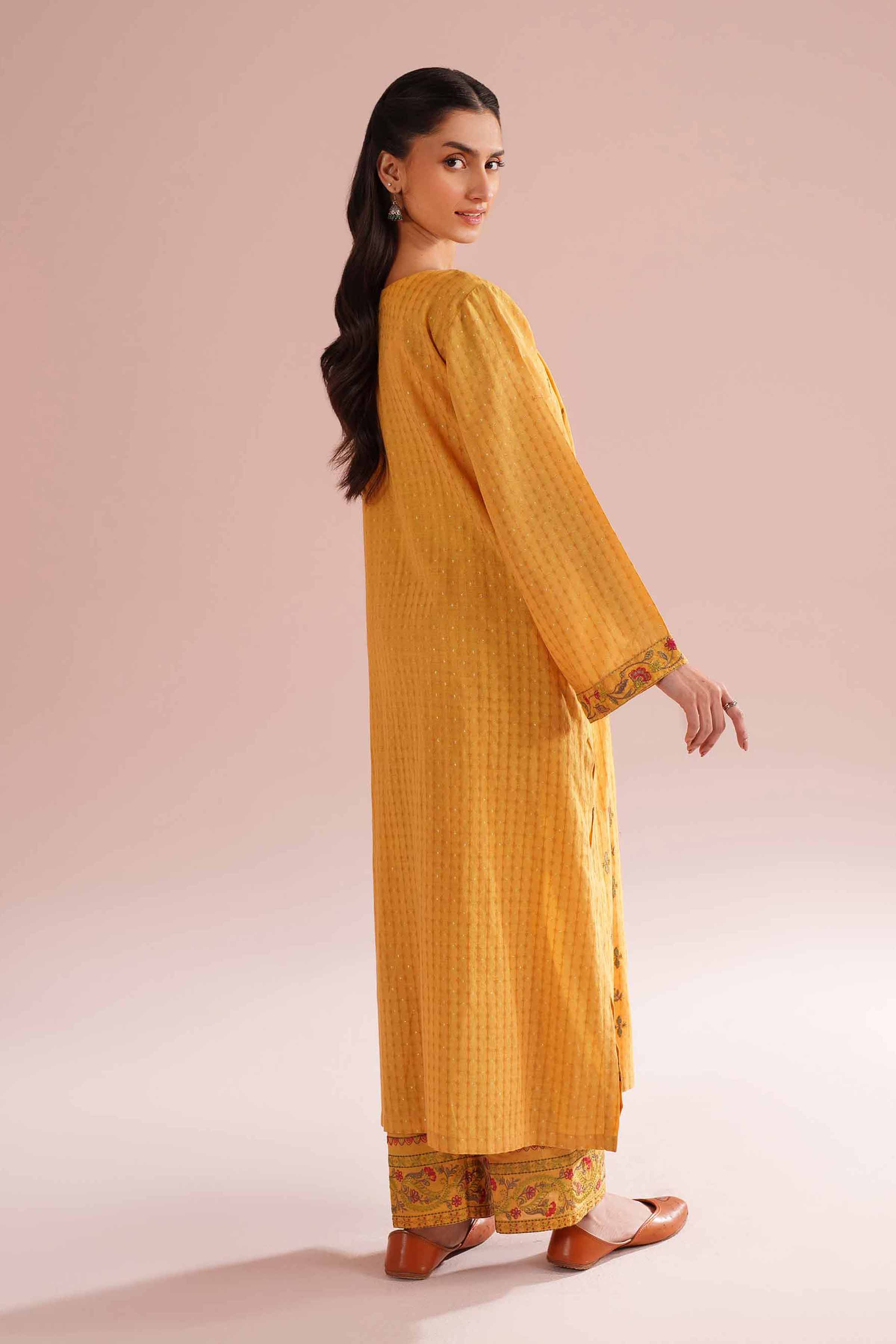 Nishat UK - Yellow Embroidered Lurex Dyed 2-piece ready to wear Dress