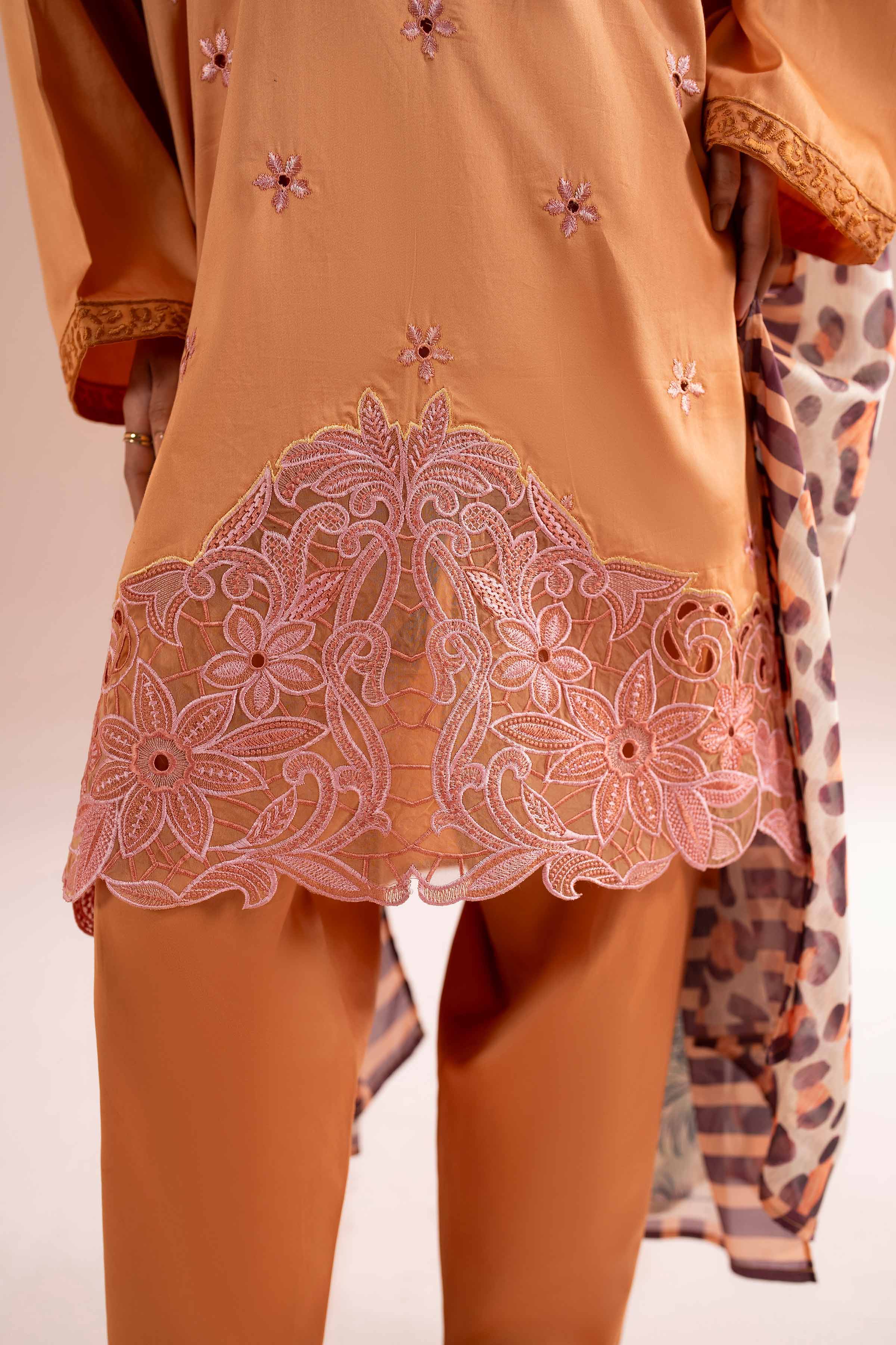 Buy Yellow Embroidered Sateen 3-piece ready to wear Suit - NishatUK