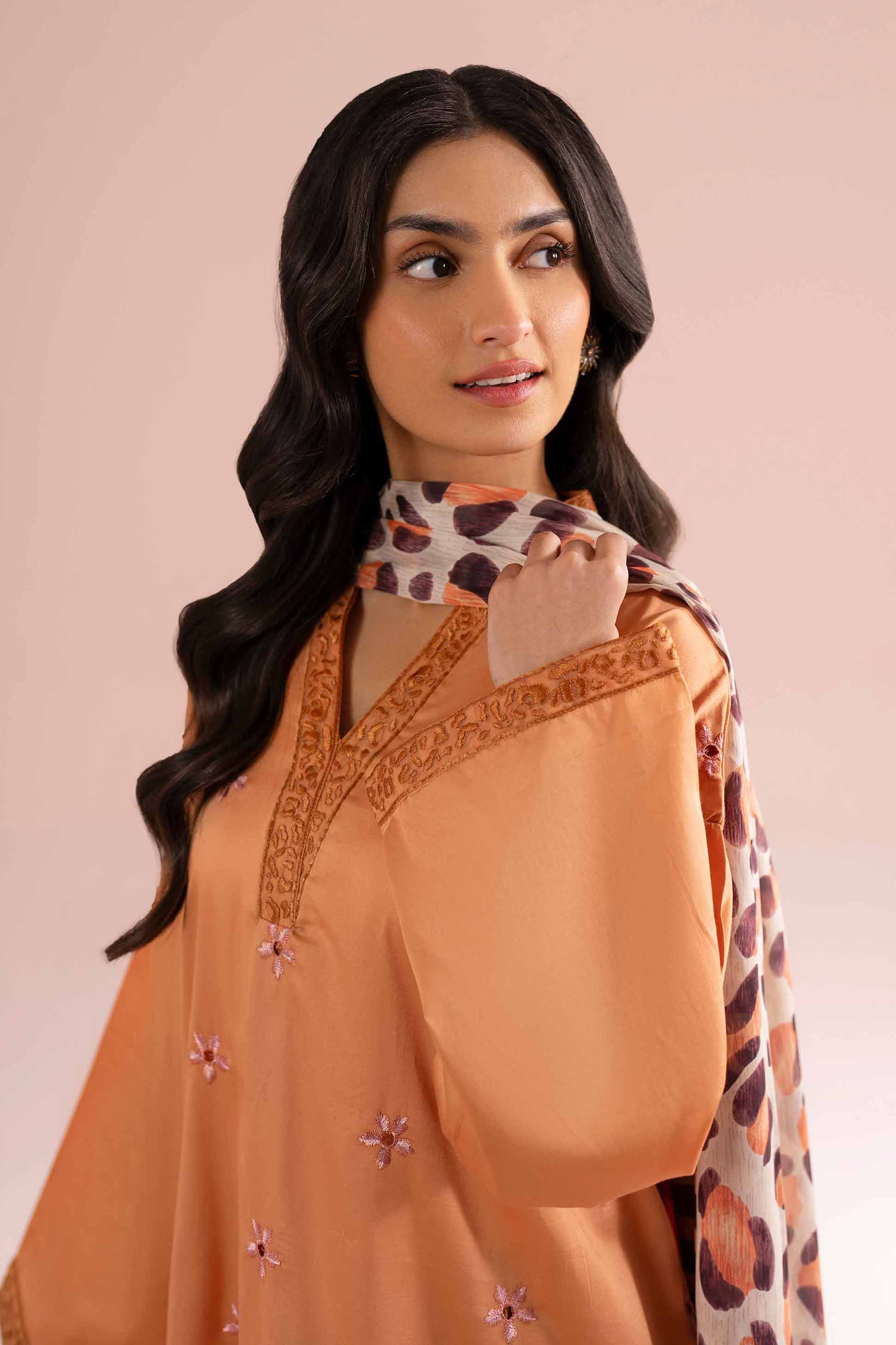 Buy Yellow Embroidered Sateen 3-piece ready to wear Suit - NishatUK
