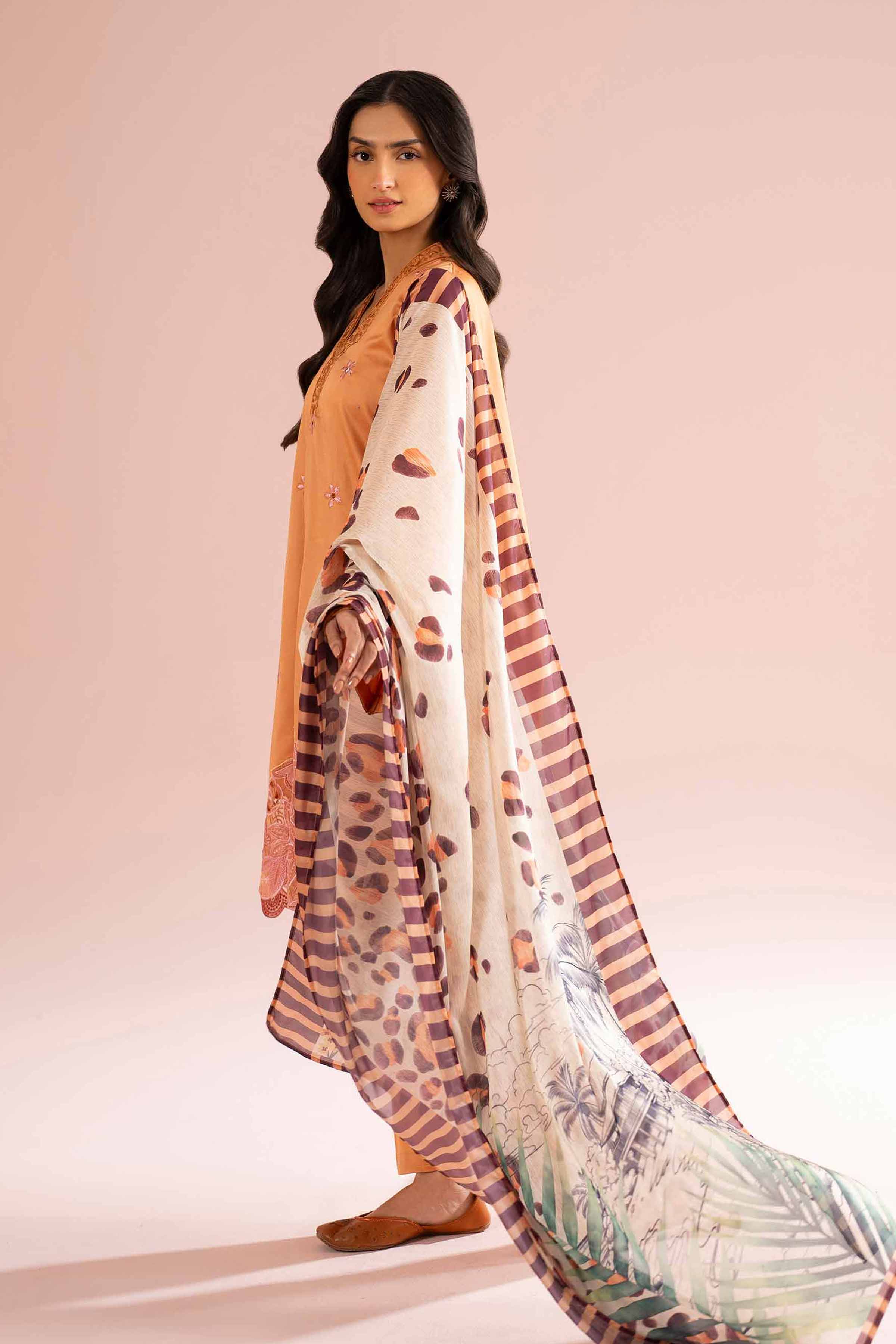 Buy Yellow Embroidered Sateen 3-piece ready to wear Suit - NishatUK