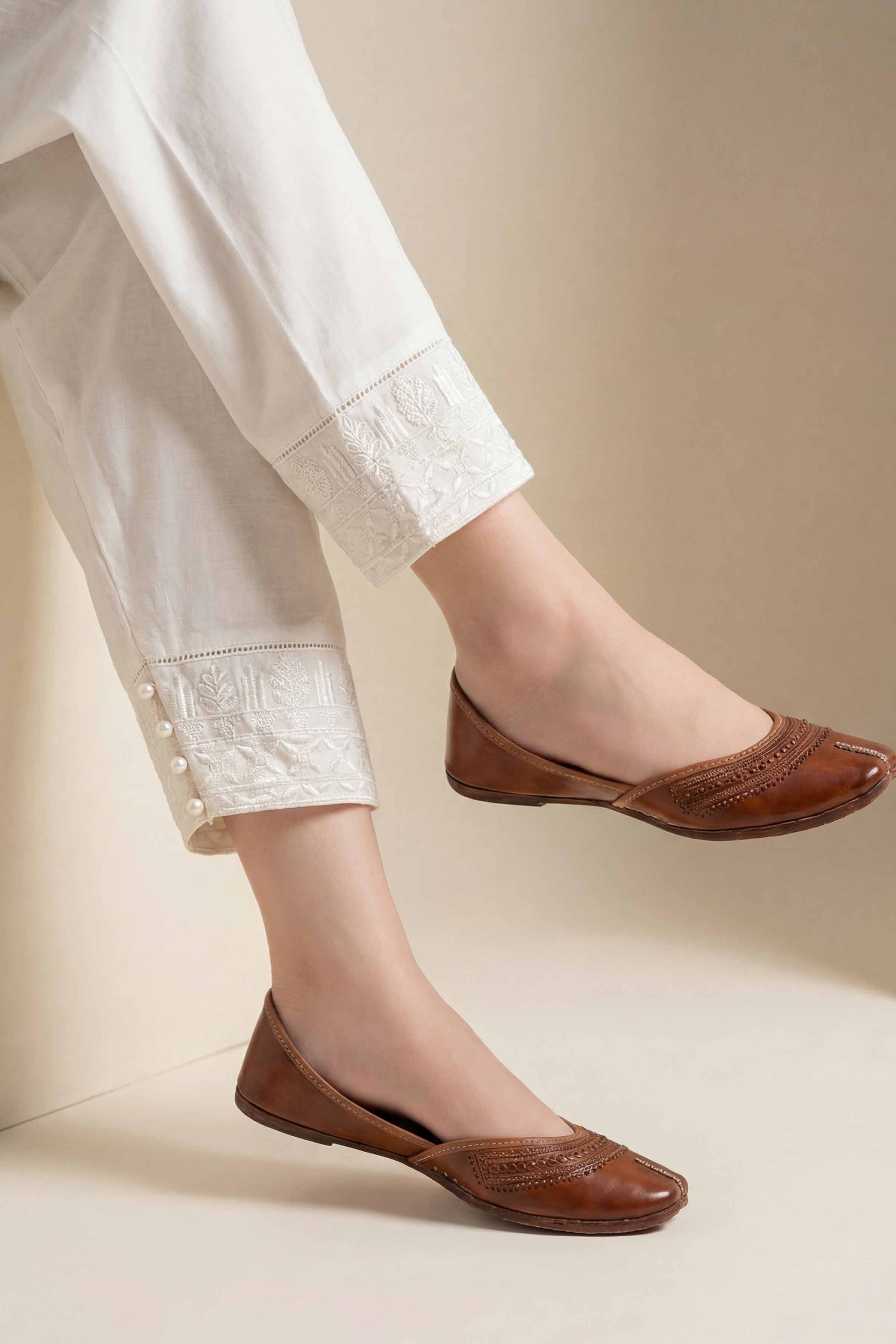 NishatUK - White Embroidered Cambric 1-piece ready to wear shalwar