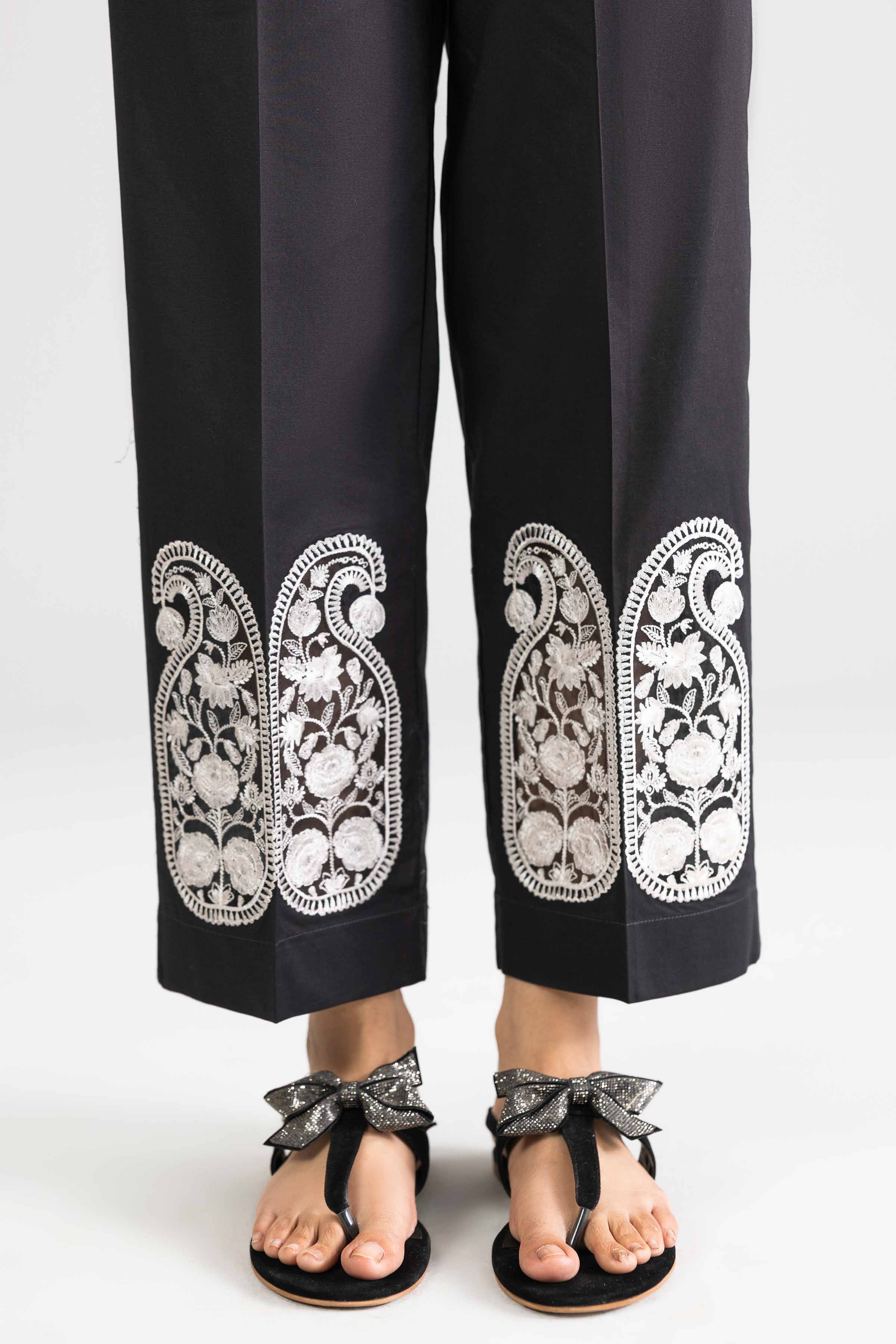 NishatUK - Black Embroidered Cambric 1-piece ready to wear trouser