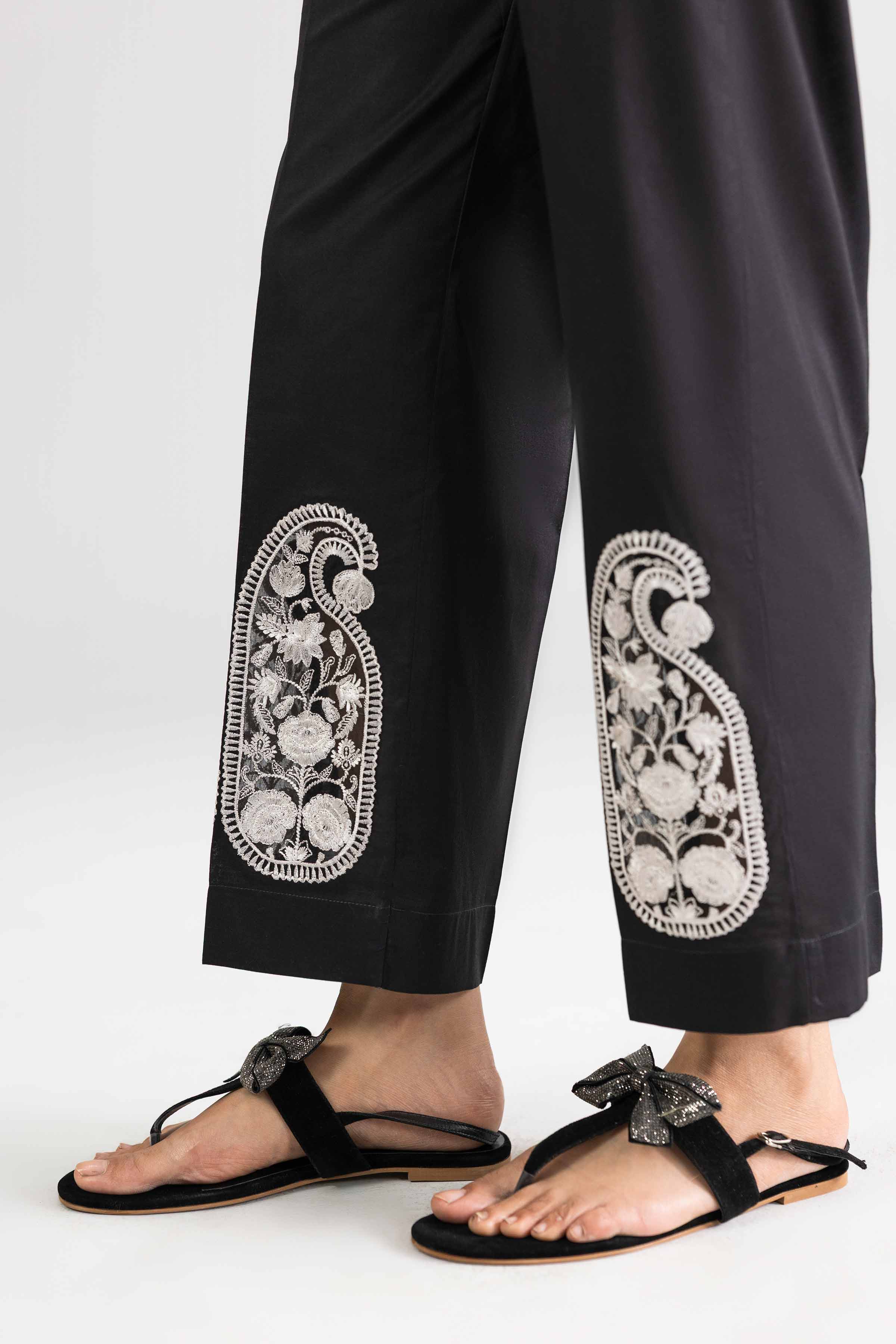 NishatUK - Black Embroidered Cambric 1-piece ready to wear trouser