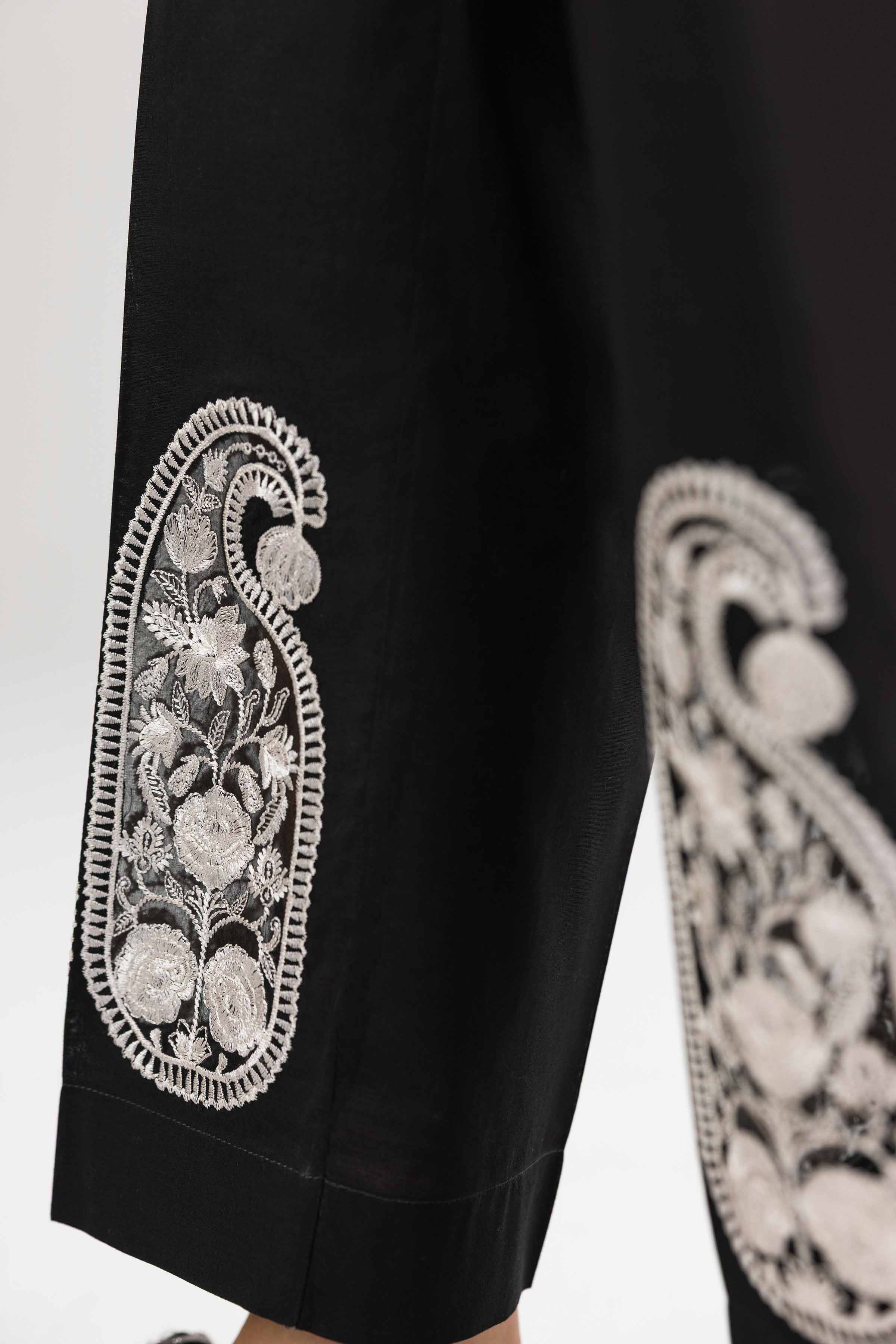 NishatUK - Black Embroidered Cambric 1-piece ready to wear trouser