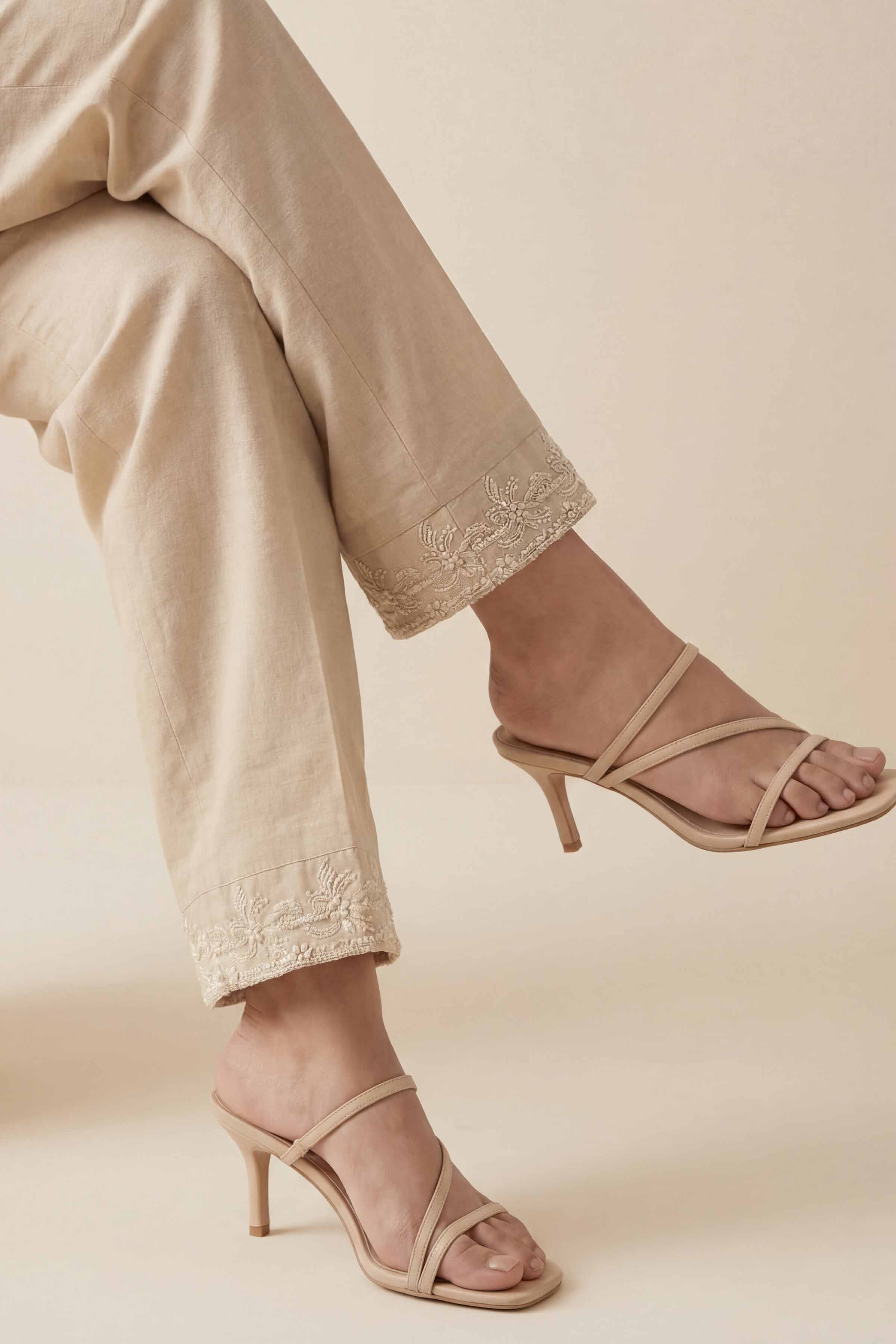 NishatUK - Beige Embroidered Cambric 1-piece ready to wear trouser