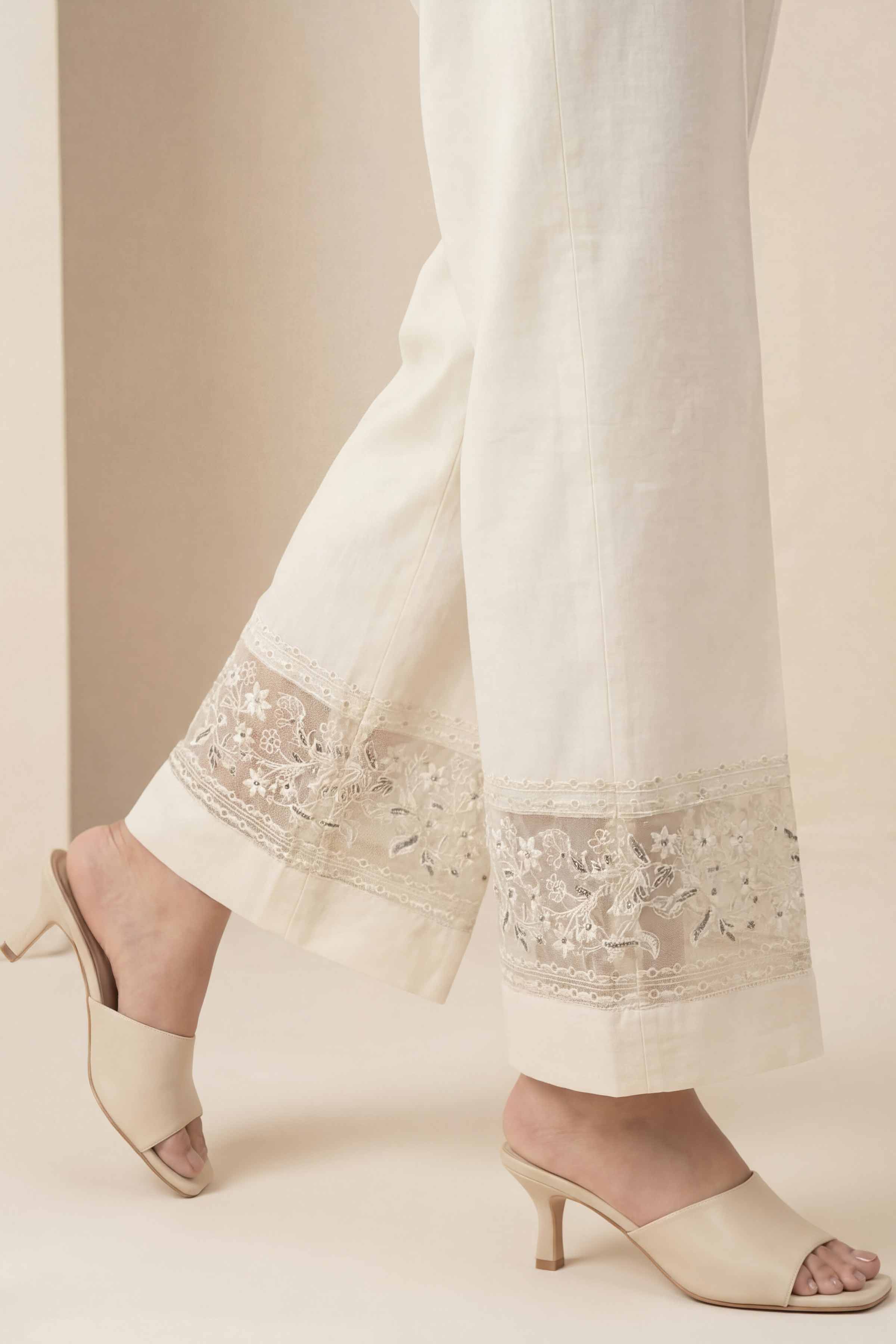 NishatUK - Off White Embroidered Cambric 1-piece ready to wear trouser
