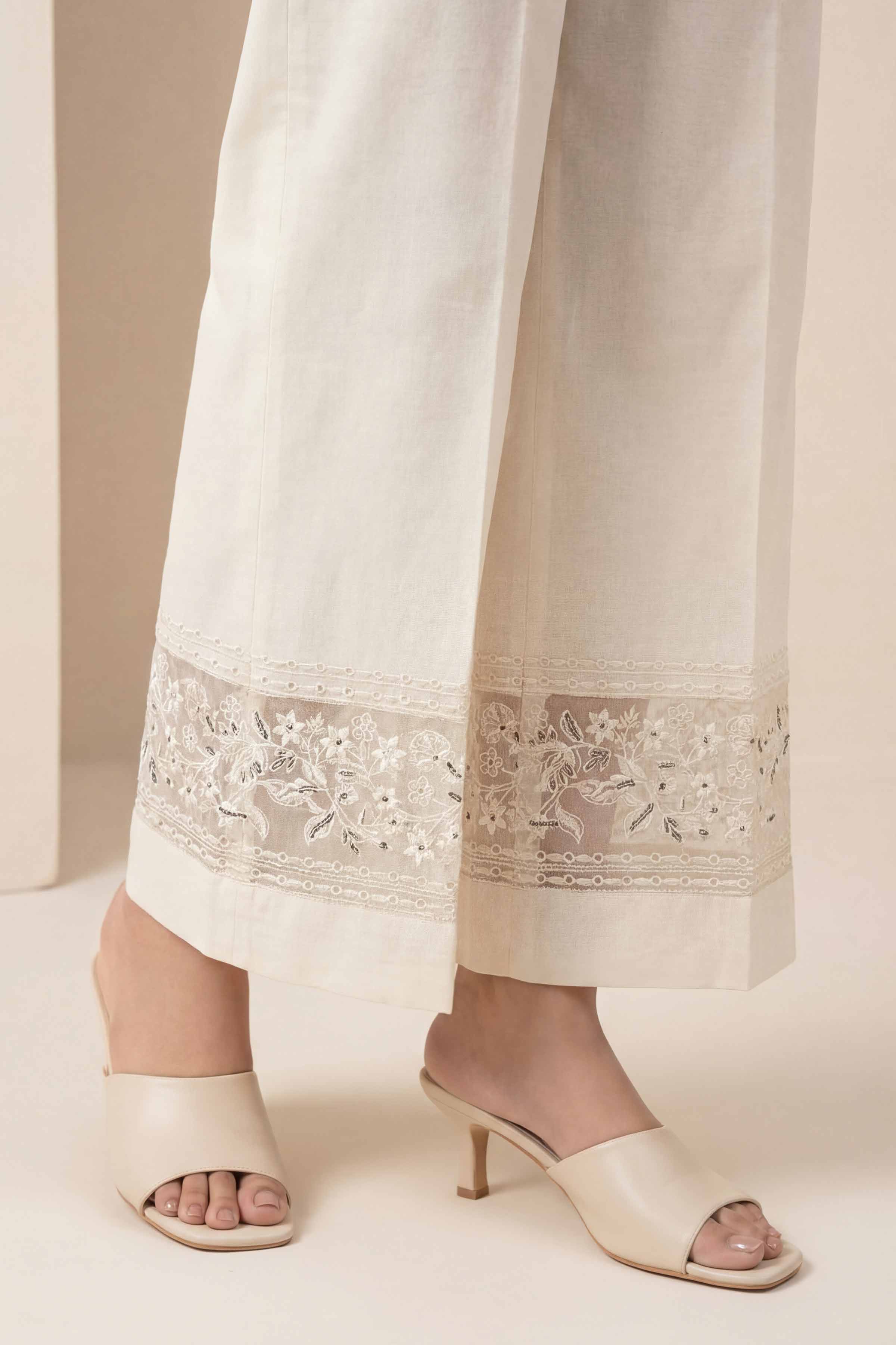 NishatUK - White Embroidered Cambric 1-piece ready to wear Trouser