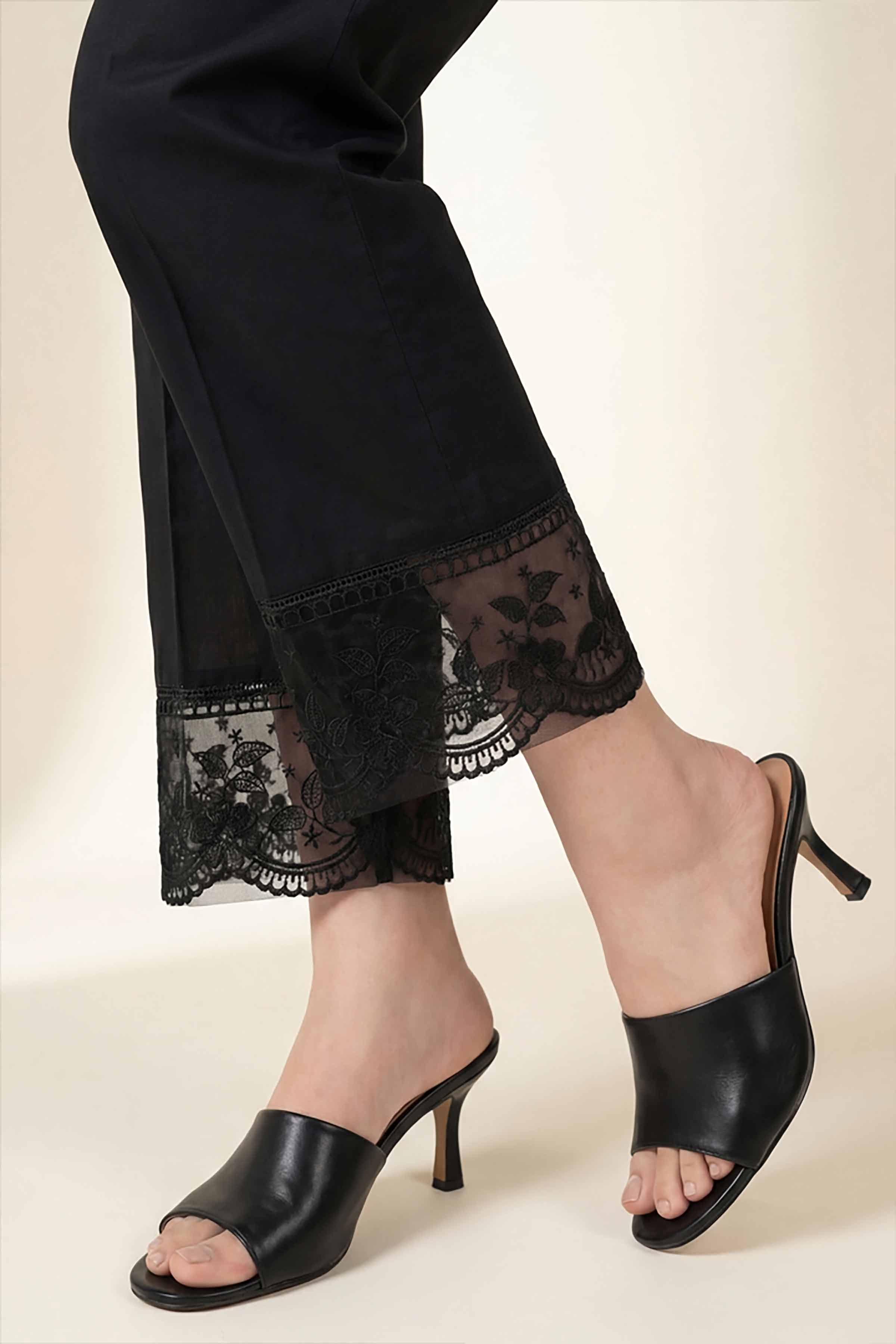 NishatUK - Black Embroidered Cambric 1-piece ready to wear Trouser