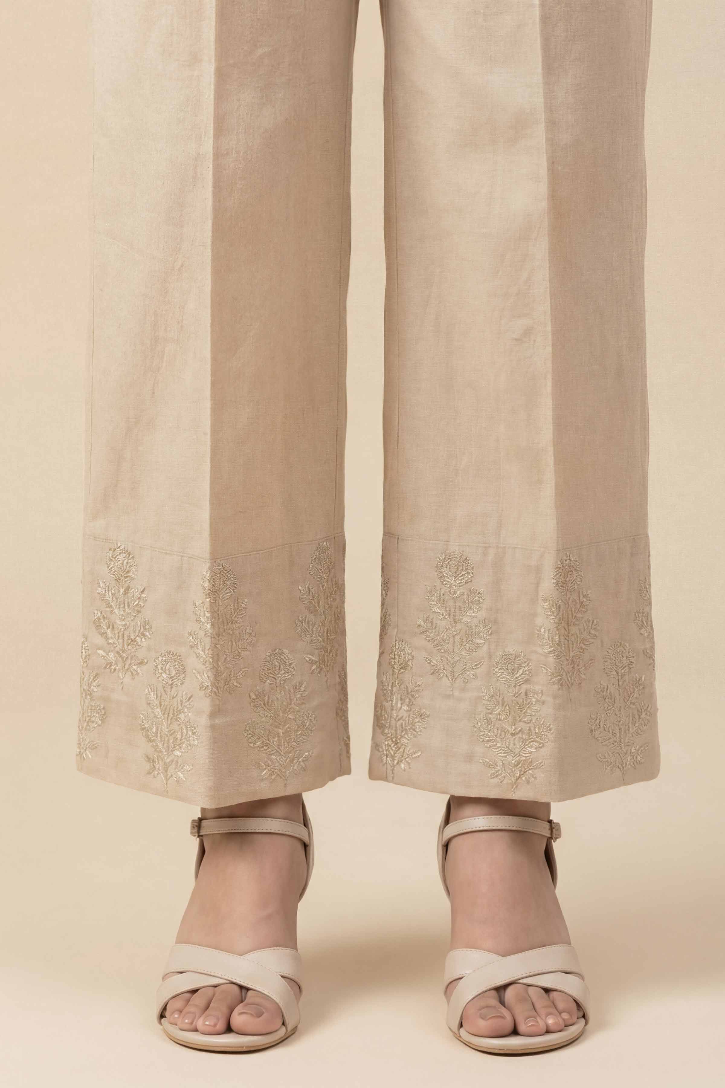 NishatUK - Beige Embroidered Cambric 1-piece ready to wear trouser