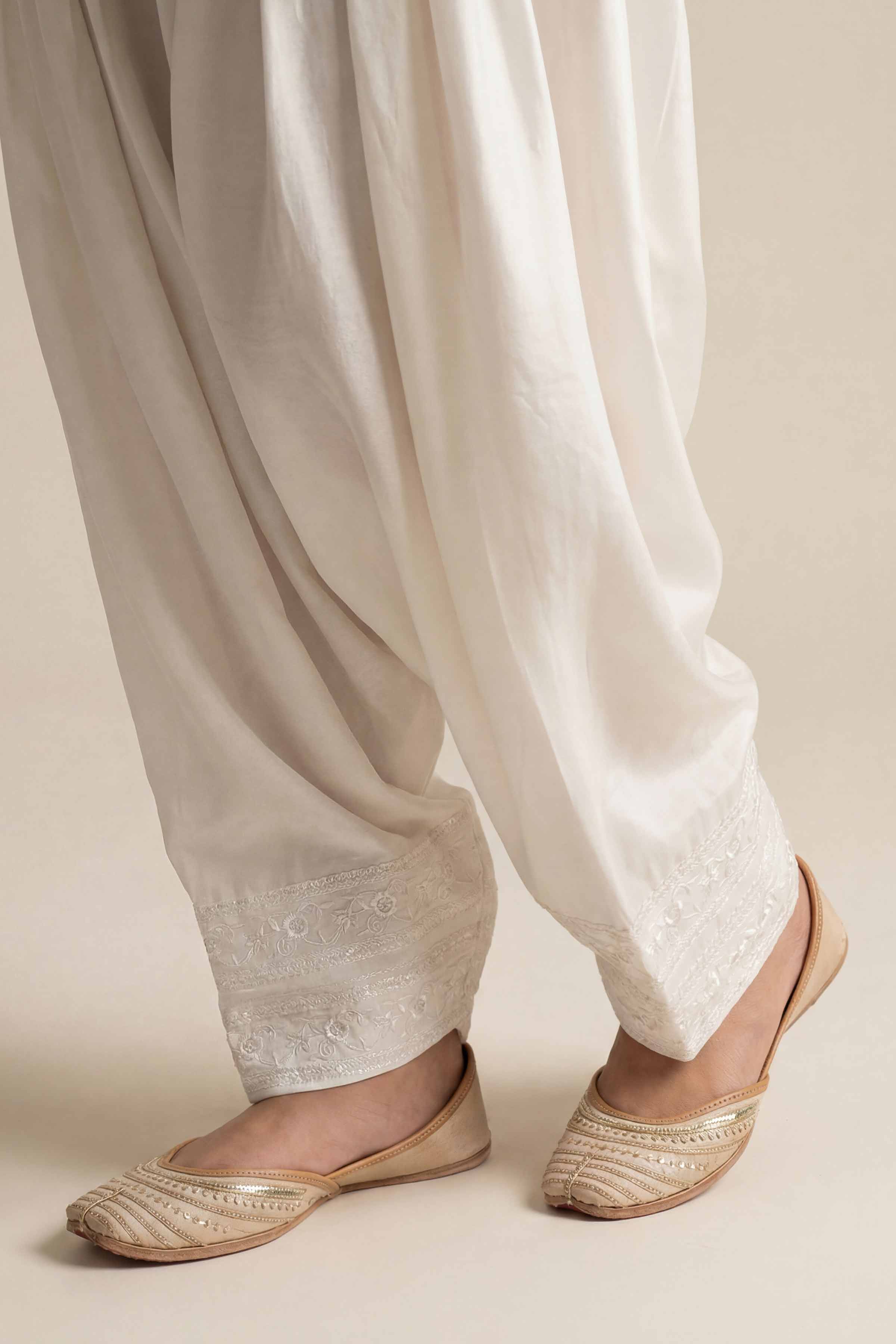 NishatUK - White Embroidered Cambric 1-piece ready to wear shalwar