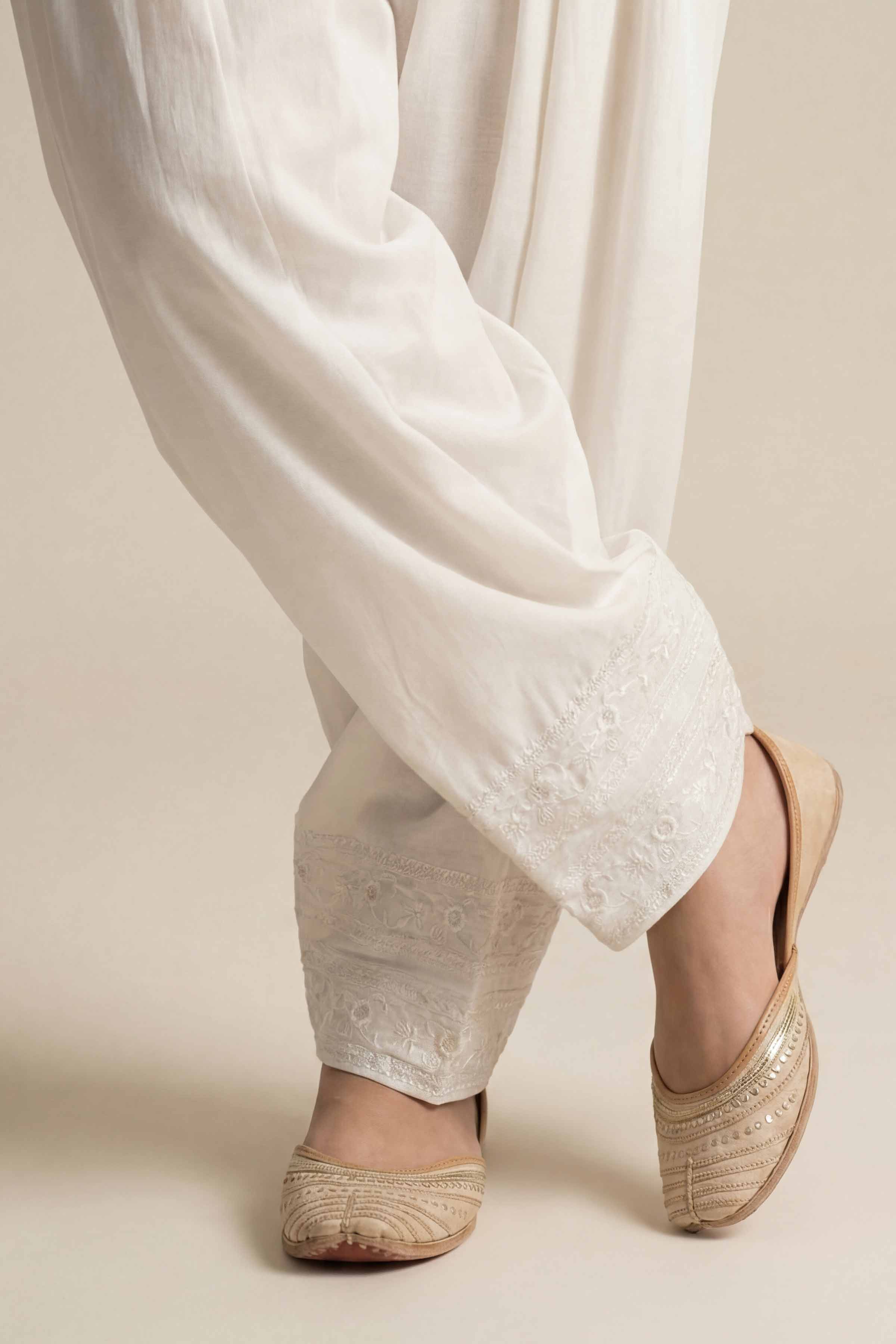 NishatUK - White Embroidered Cambric 1-piece ready to wear shalwar