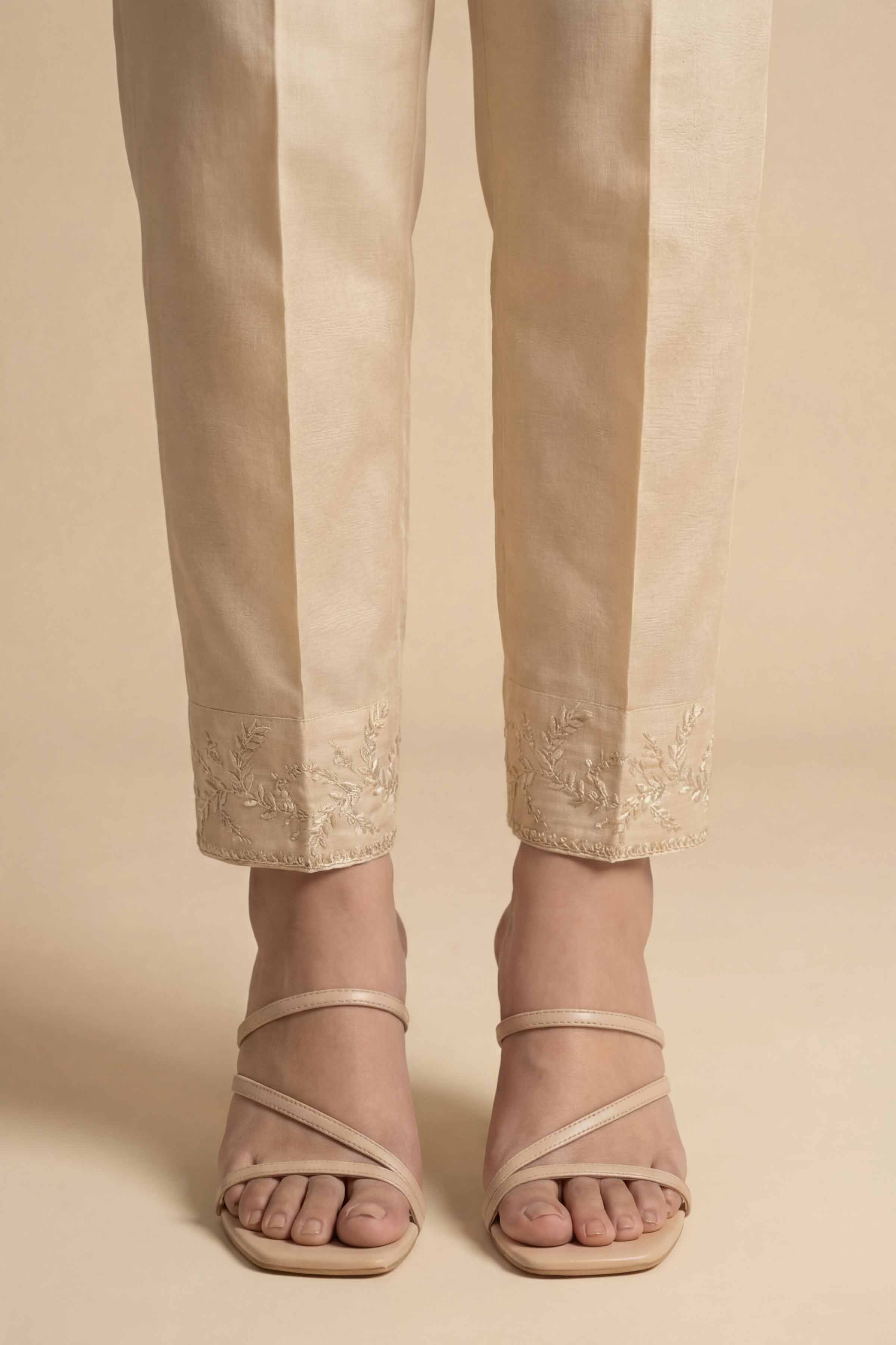 NishatUK - Beige Embroidered Cambric 1-piece ready to wear trouser