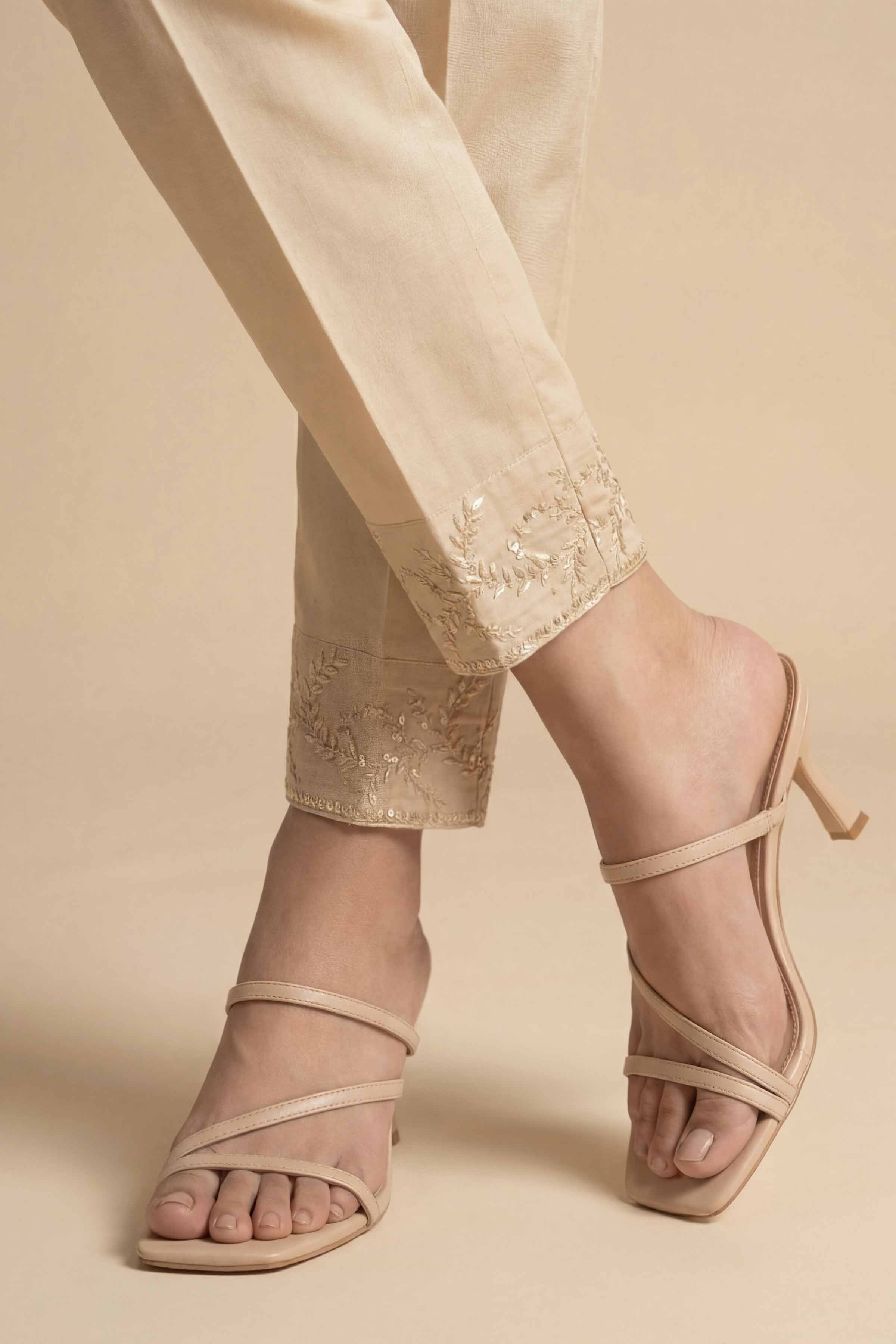 NishatUK - Beige Embroidered Cambric 1-piece ready to wear trouser
