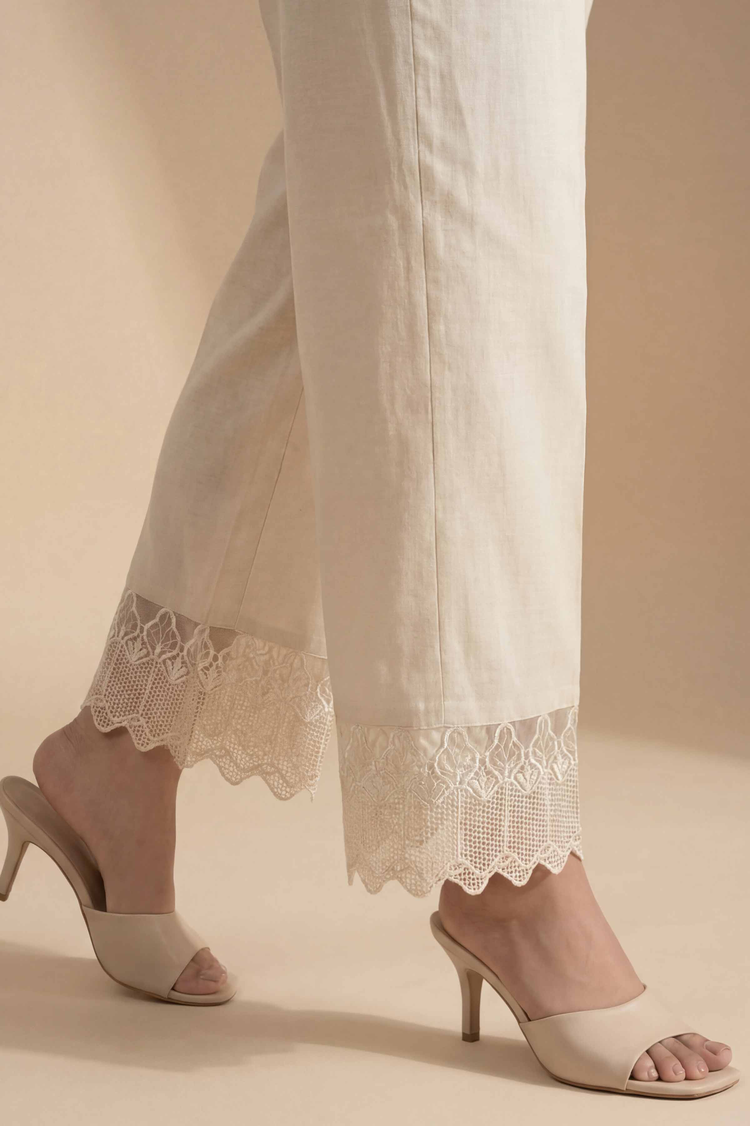 NishatUK - Beige Embroidered Cambric 1-piece ready to wear Trouser