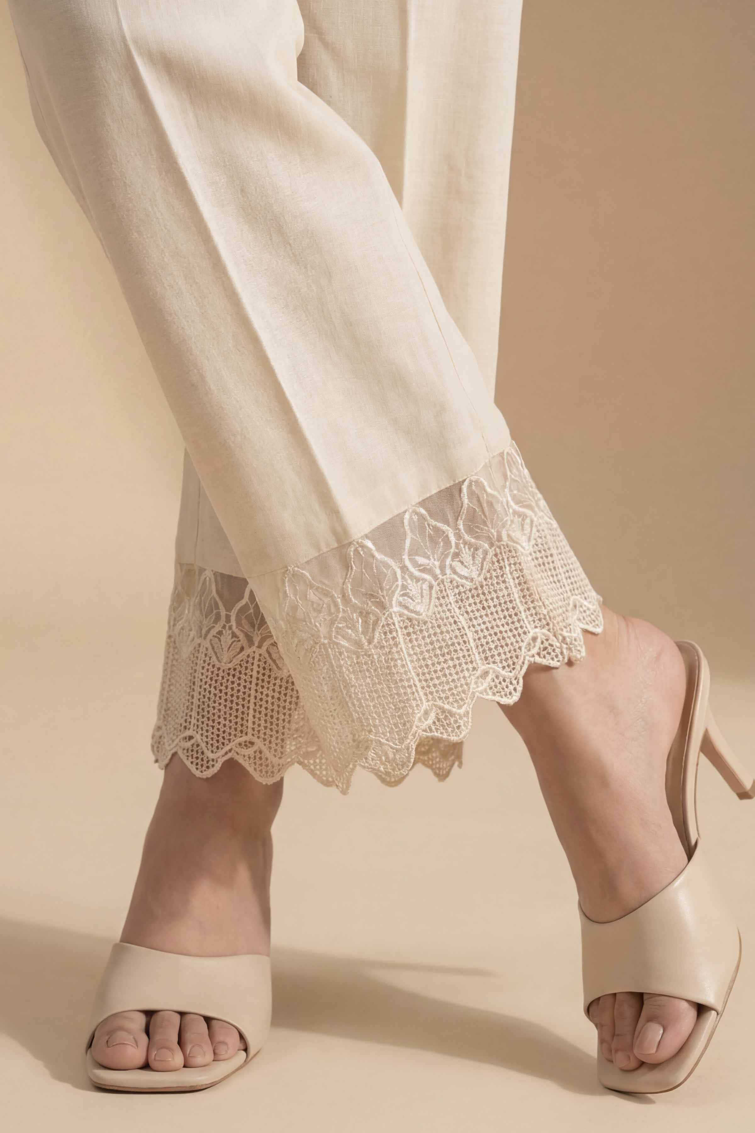 NishatUK - Beige Embroidered Cambric 1-piece ready to wear Trouser