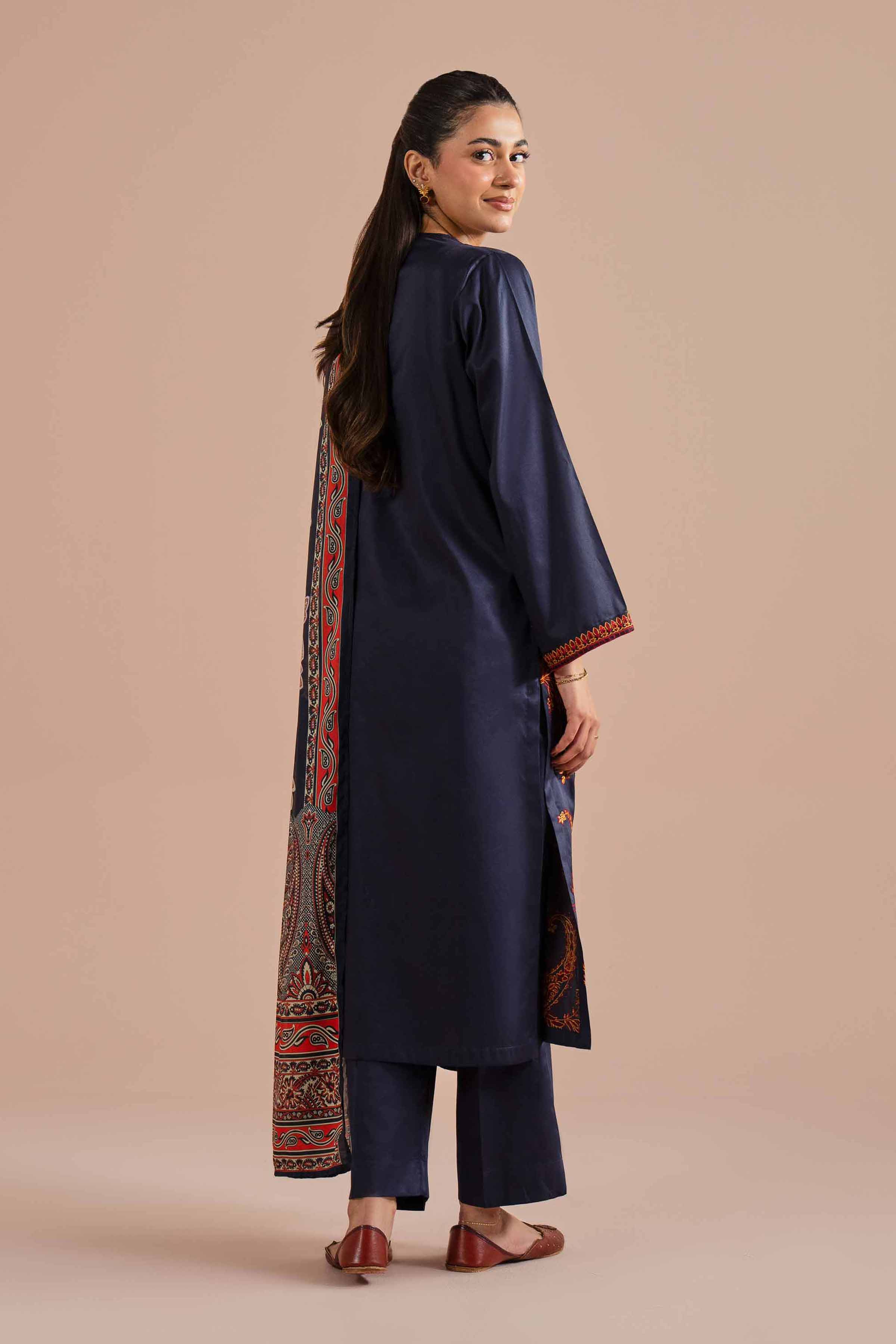 NishatUK - Blue Embroidered  Sateen  ready to wear Suit