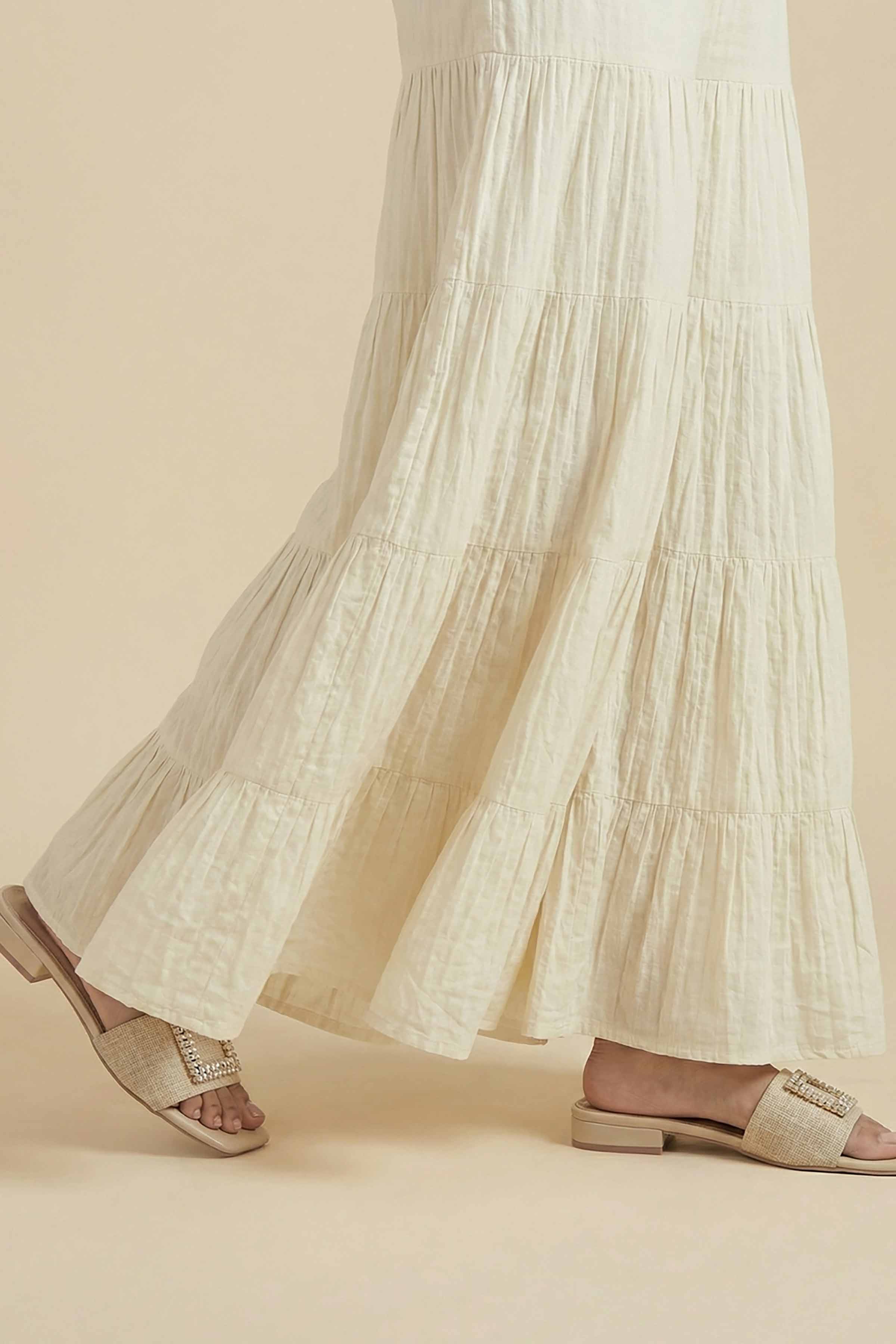 NishatUK - Off White Solids Cambric 1-piece ready to wear sharara