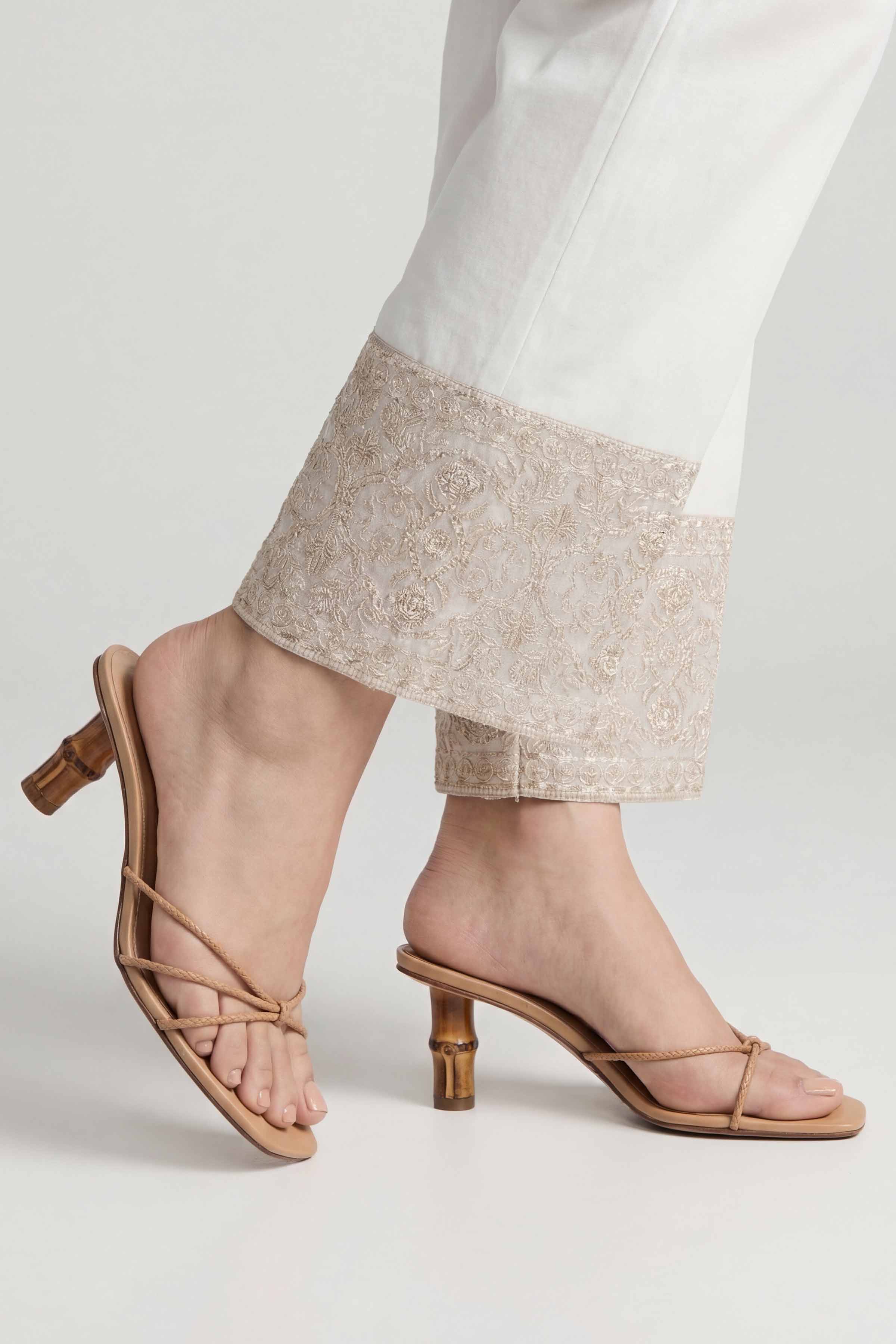 NishatUK - White Embroidered Cambric 1-piece ready to wear trouser