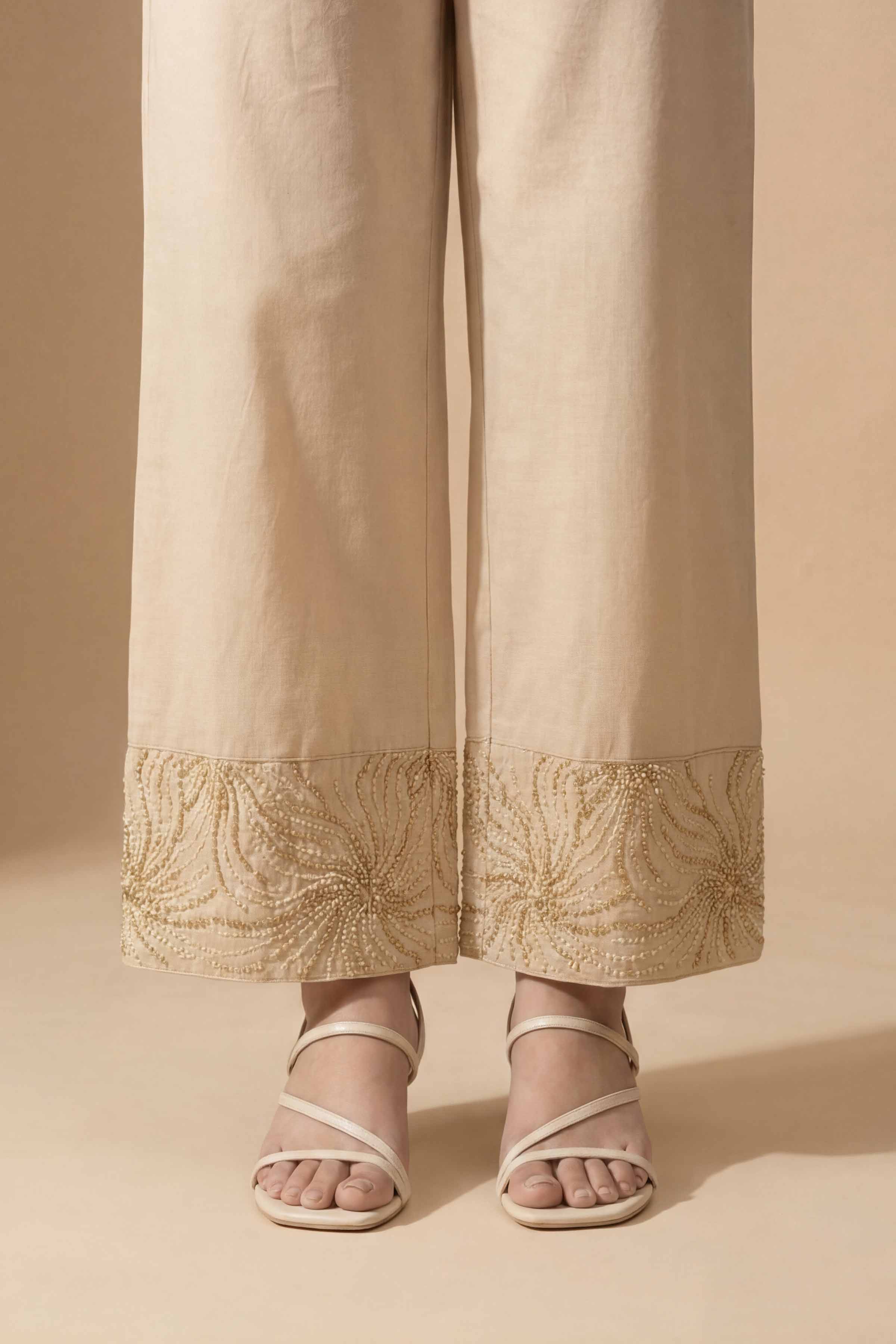 NishatUK - Beige Embroidered Cambric 1-piece ready to wear trouser