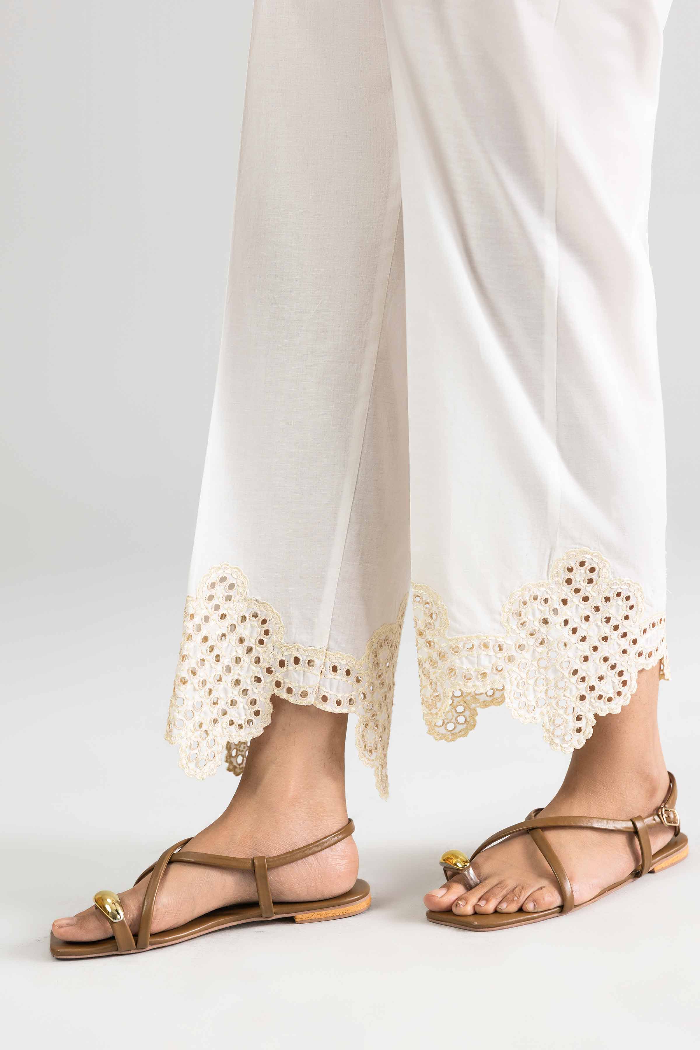 Nishat UK - White Embroidered Cambric 1-piece ready to wear trouser