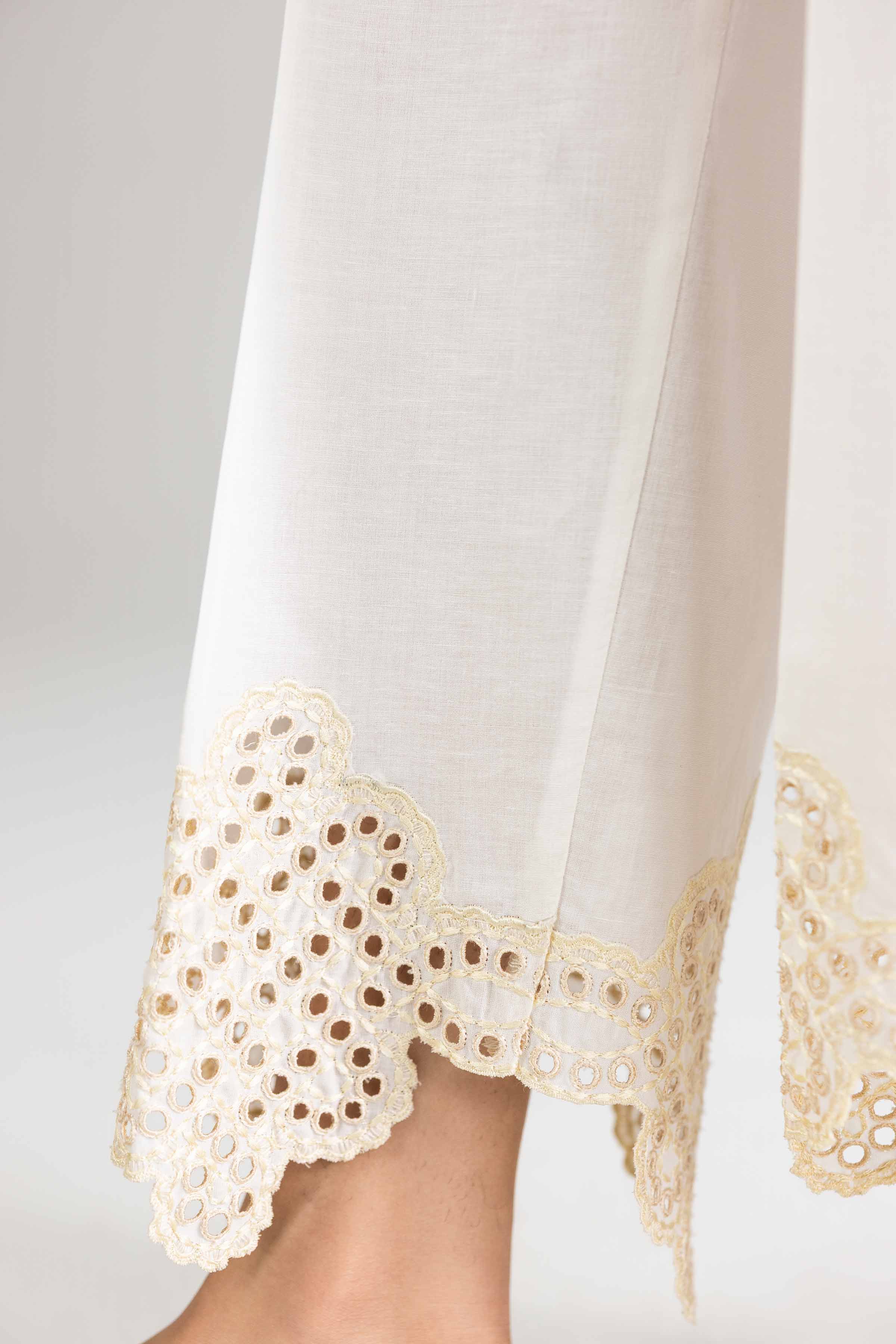 Nishat UK - White Embroidered Cambric 1-piece ready to wear trouser